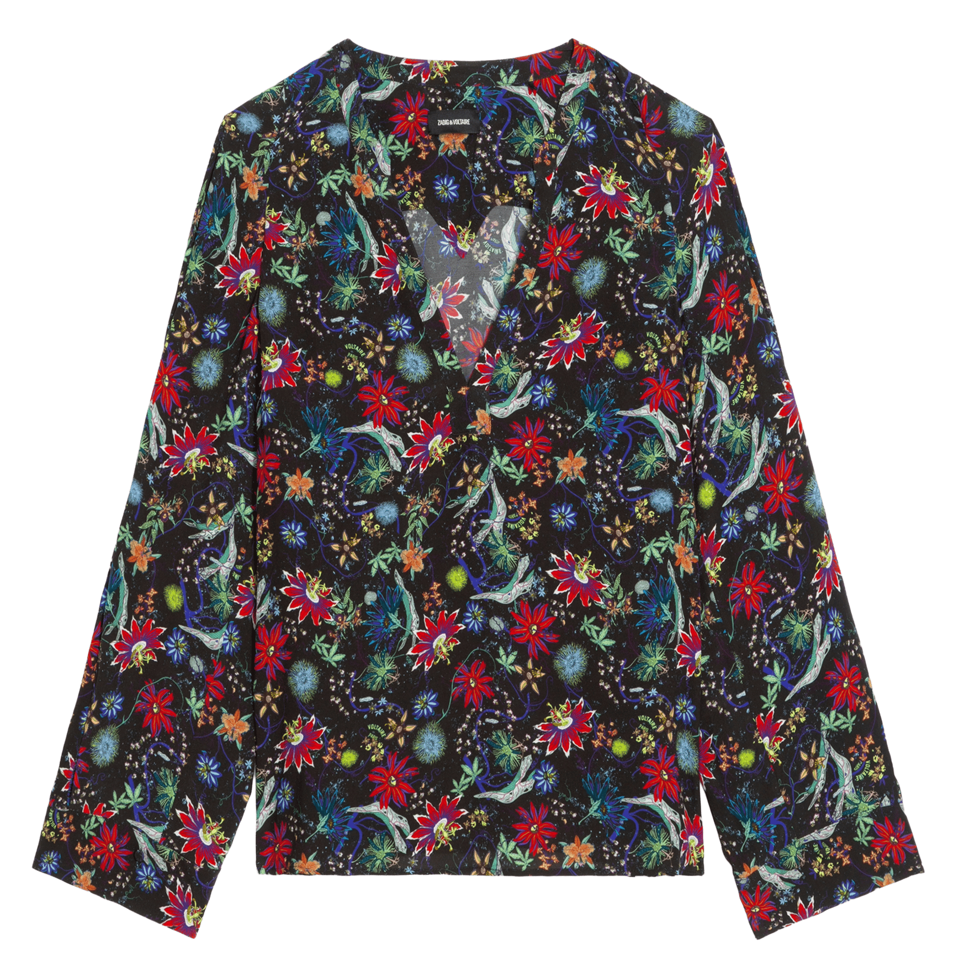 Top col v manches longues fleuri torny ZADIG&VOLTAIRE Bleu