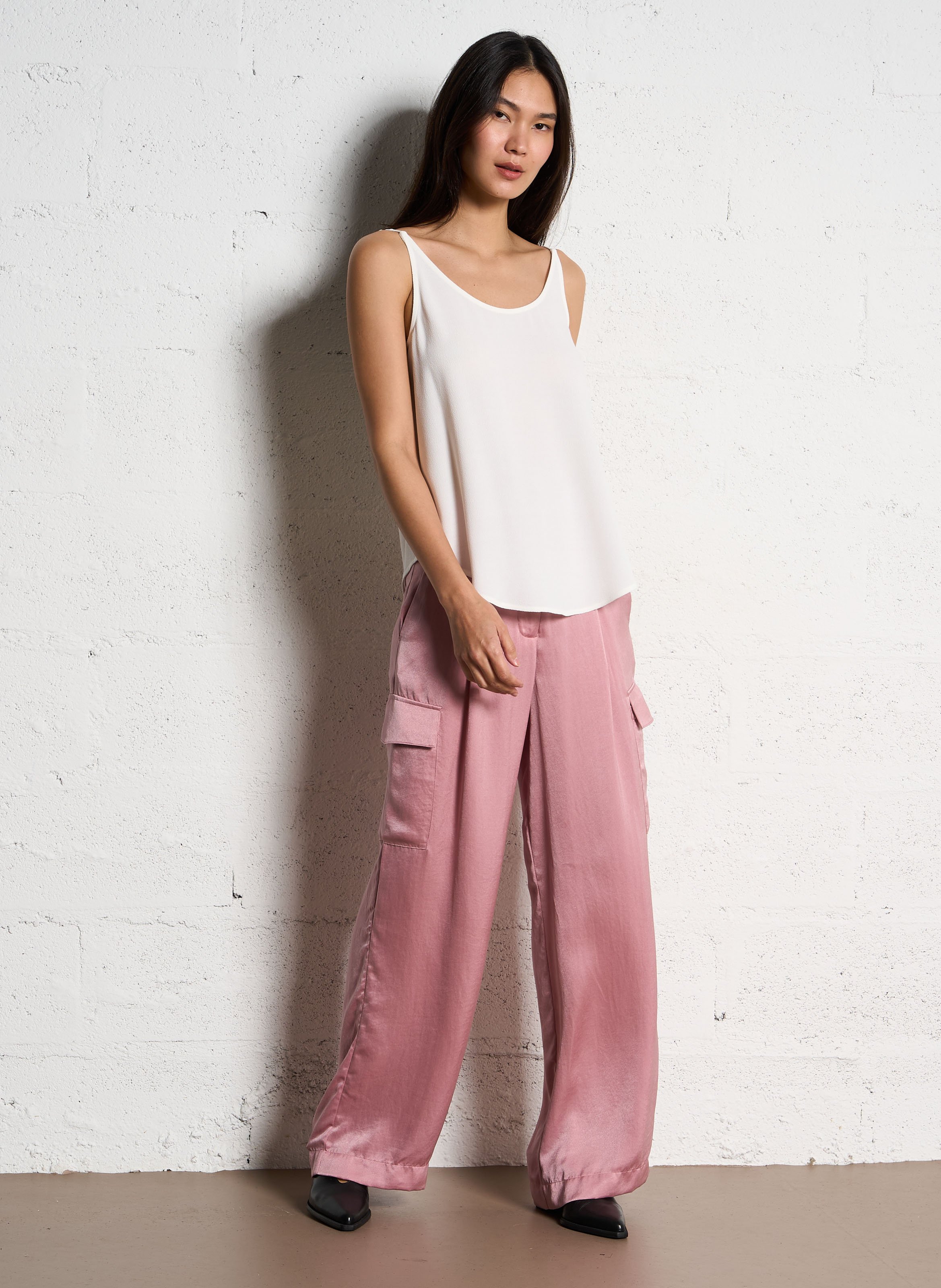 Top à bretelles en crêpe figue BA&SH Beige