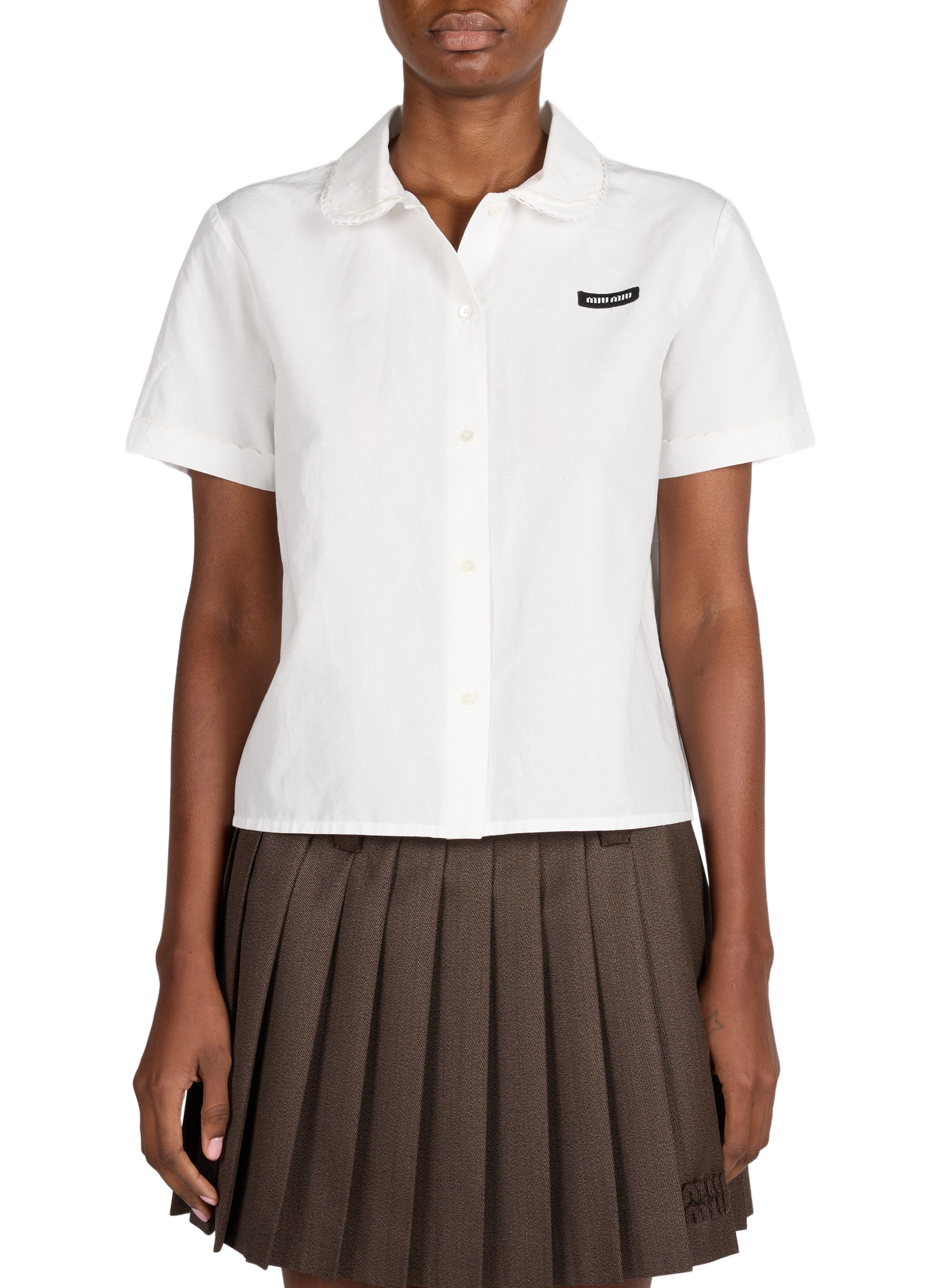 Flamed poplin shirt MIU MIU White