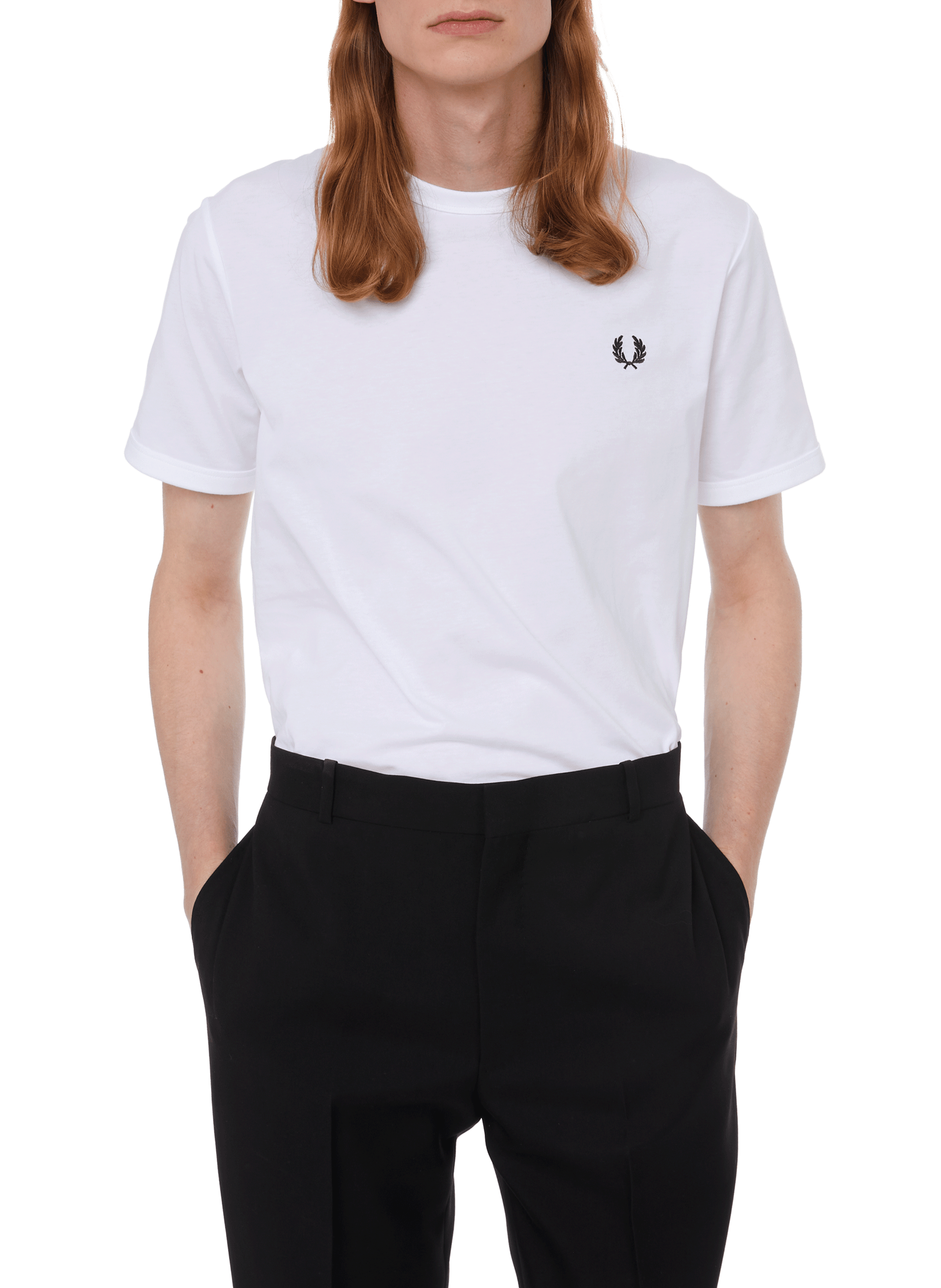 T-shirt à bordures contrastantes en coton FRED PERRY Blanc