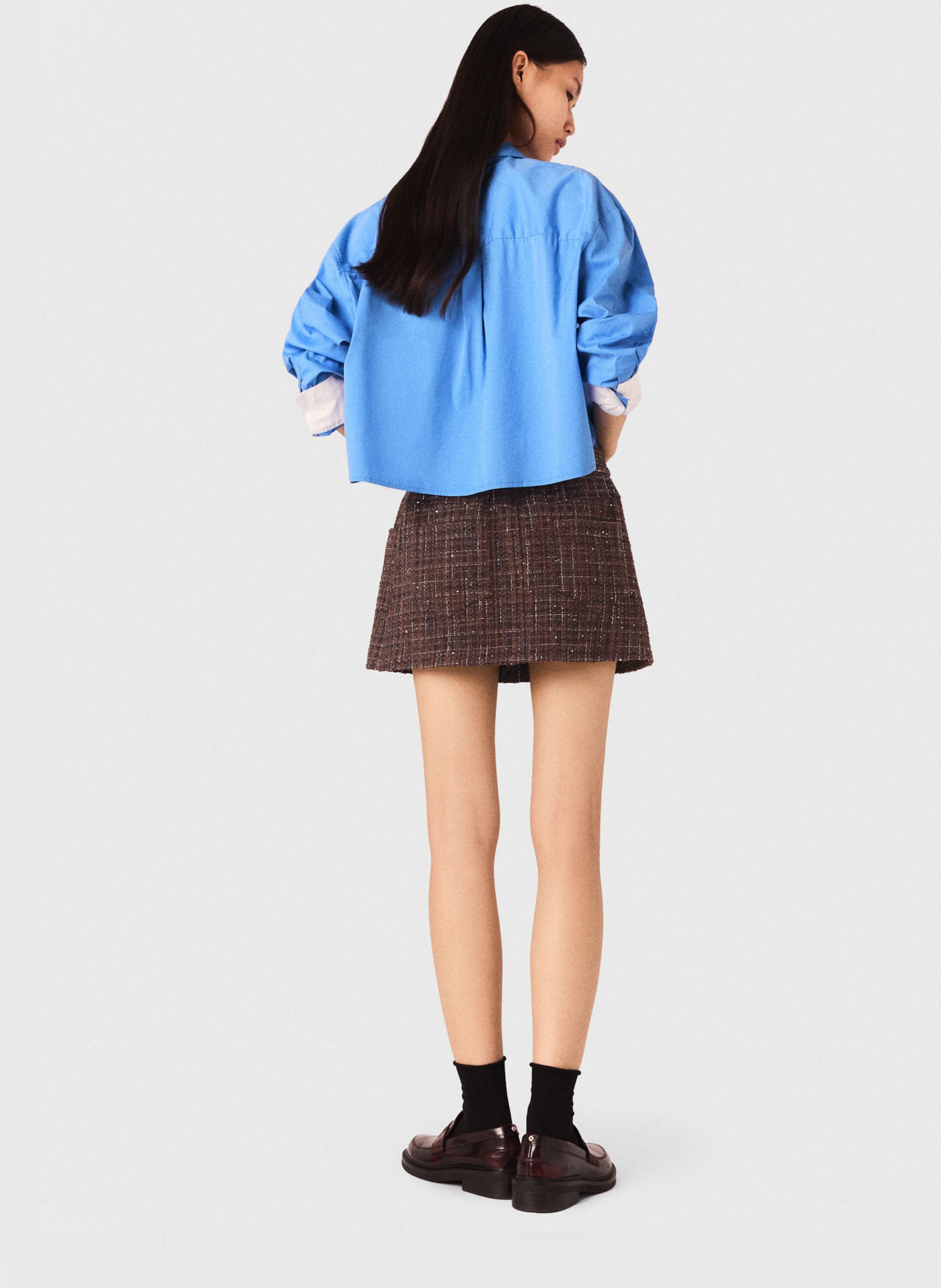 Short droite en tweed MAJE Marron