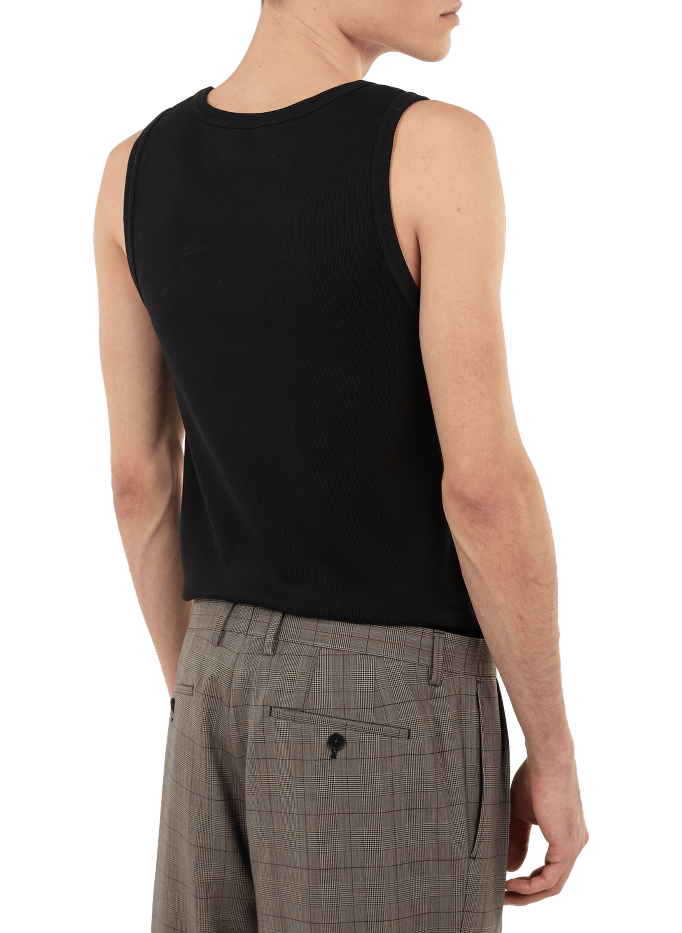 Straight round neck cotton tank top SAISON 1865 Black