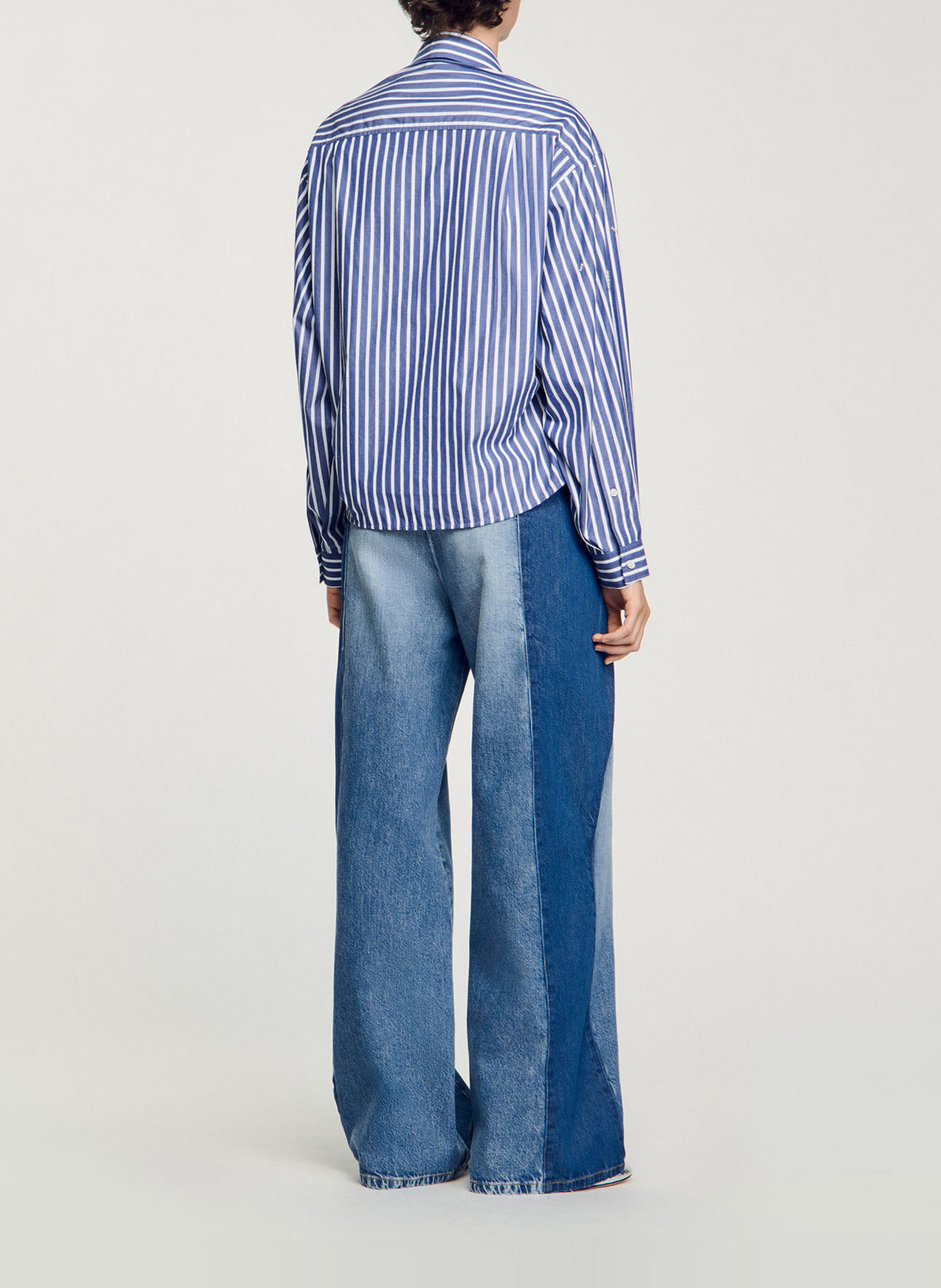 Chemise droite col classique en coton SANDRO Bleu