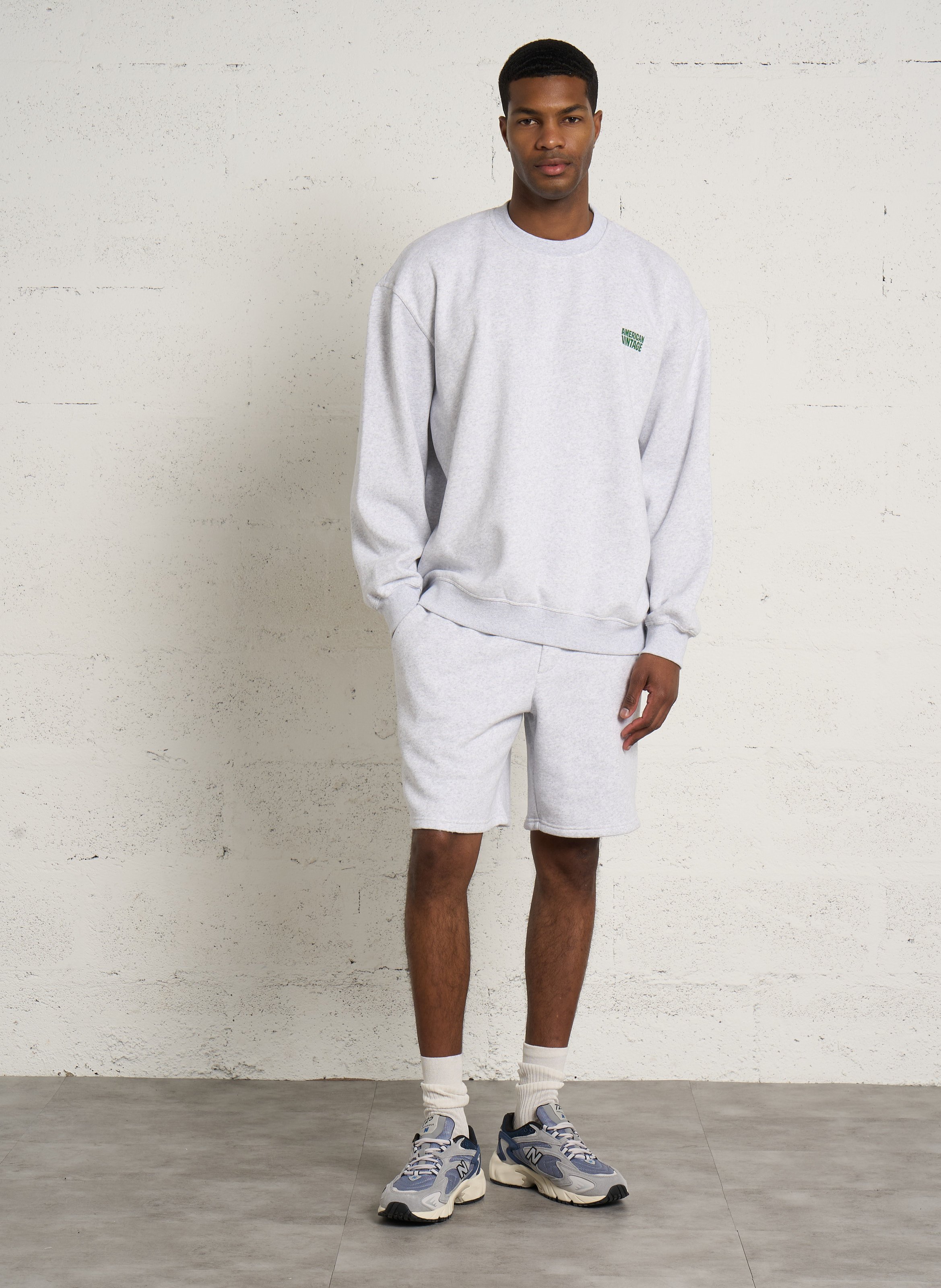 Sweat droit col rond baptown AMERICAN VINTAGE Gris