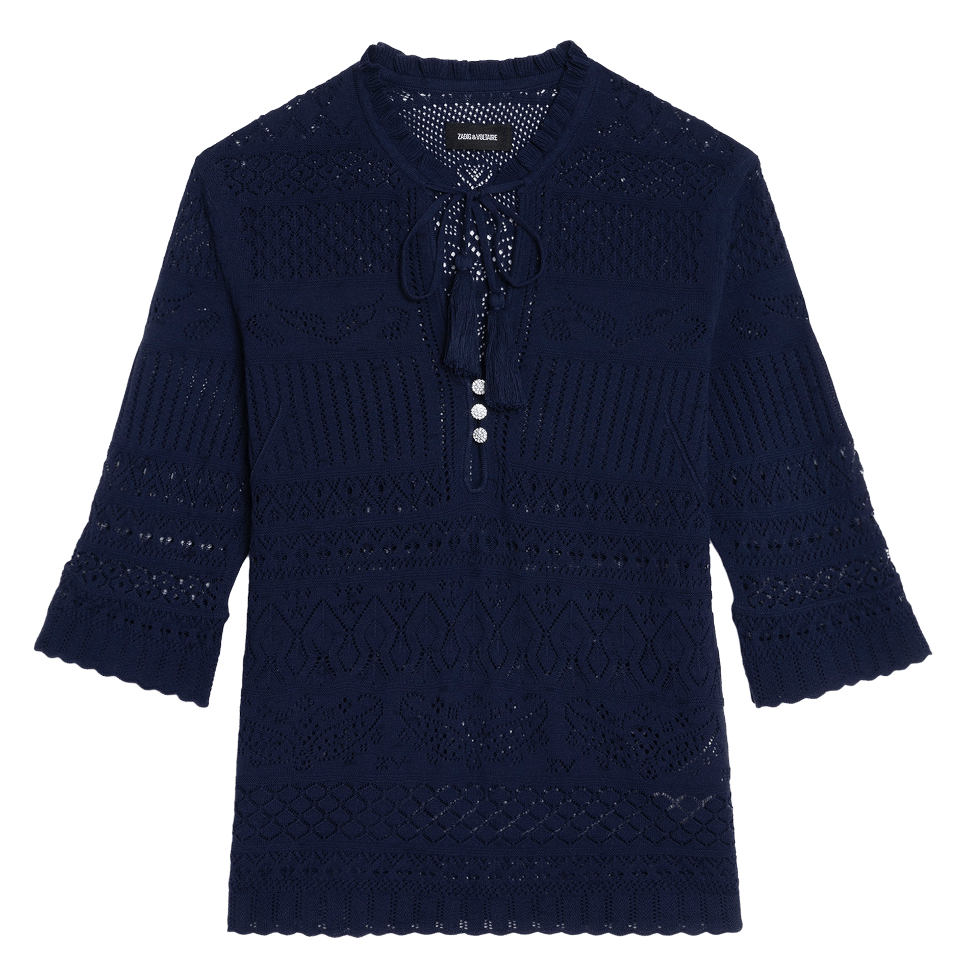 Top col rond en coton mem ZADIG&VOLTAIRE Bleu