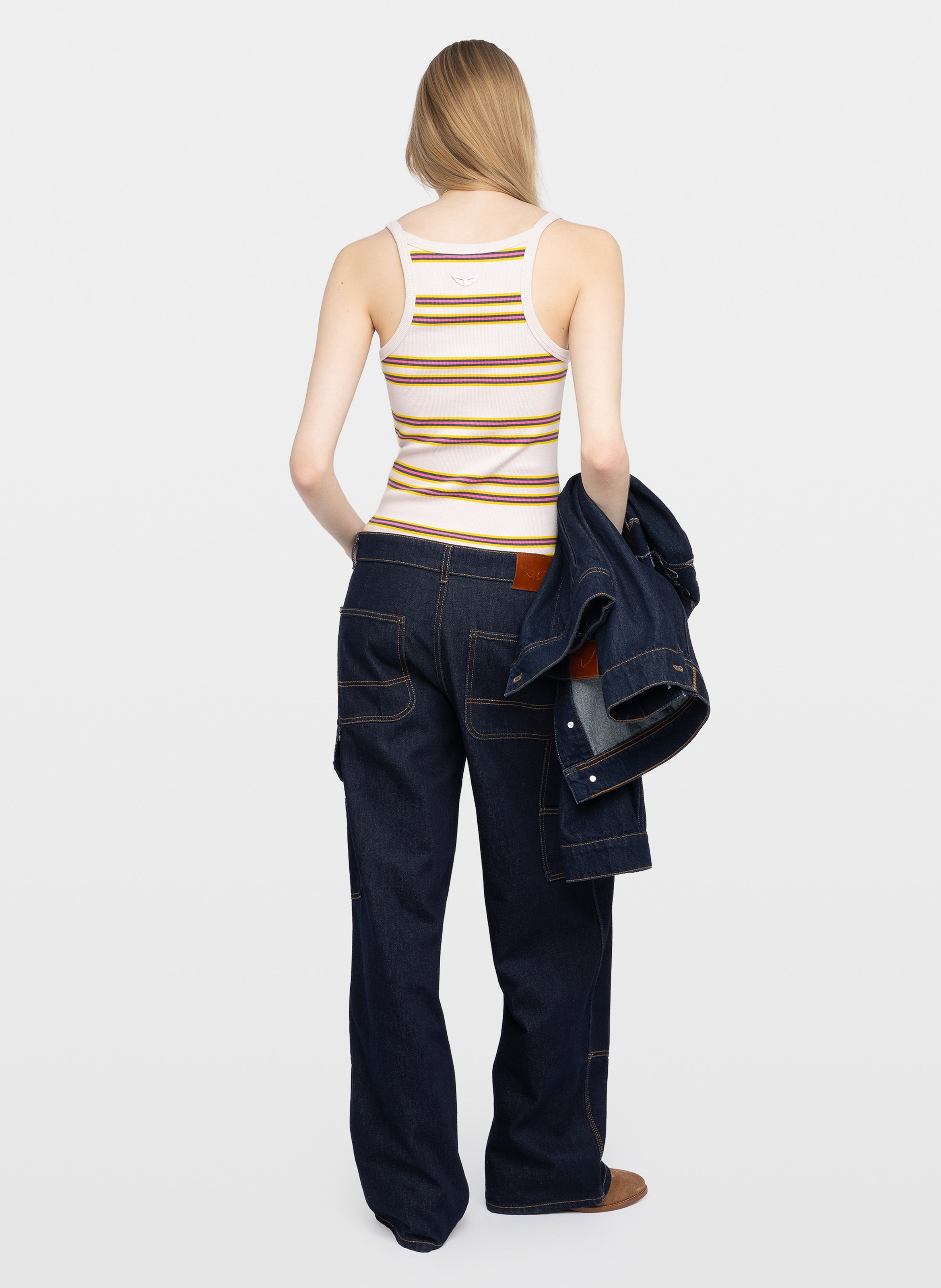 Débardeur ajustée à rayures en coton albao ZADIG&VOLTAIRE Rose