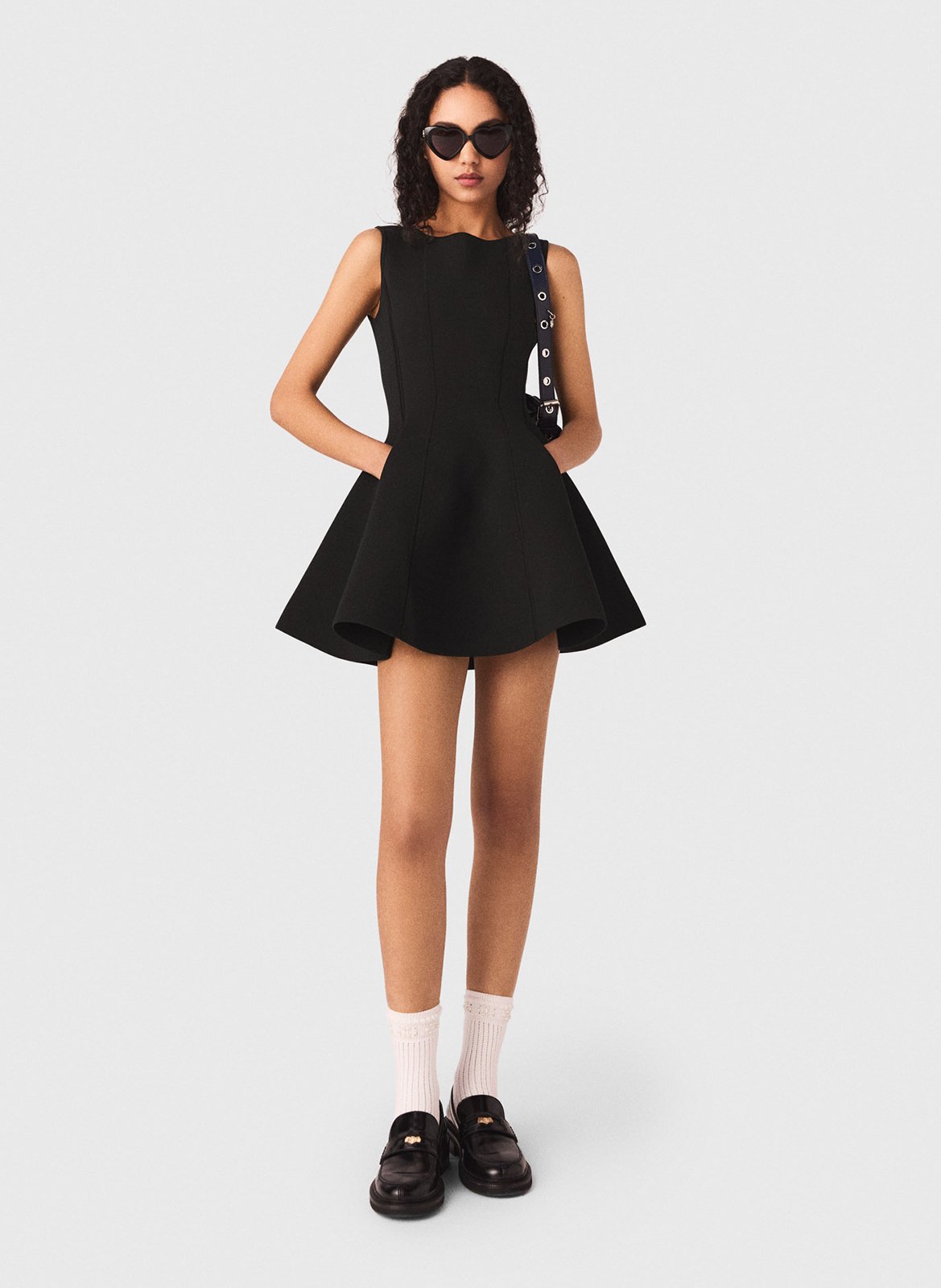 Robe courte col rond MAJE Noir