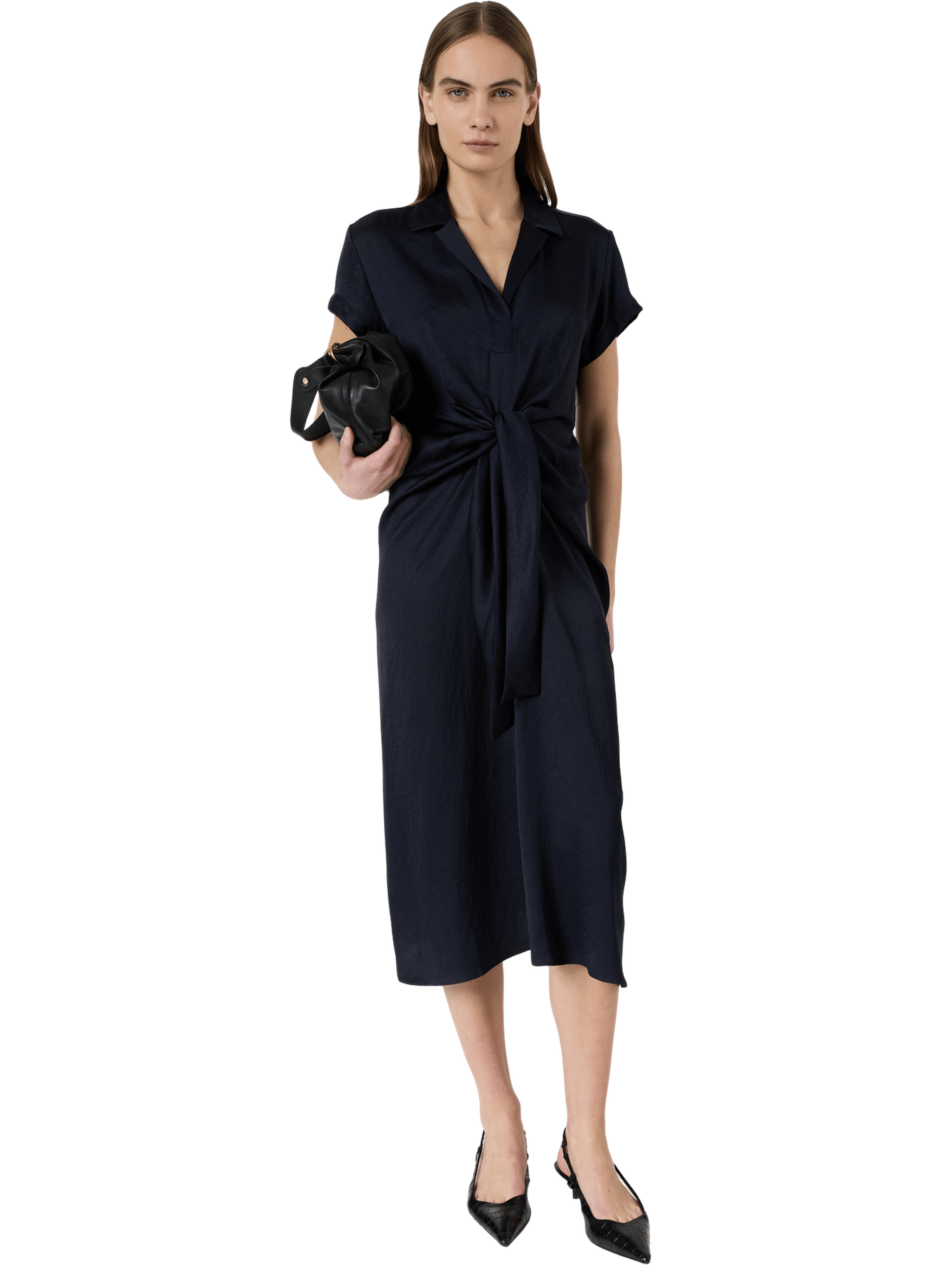 Robe midi fluide à col tailleur - rosy GERARD DAREL Bleu