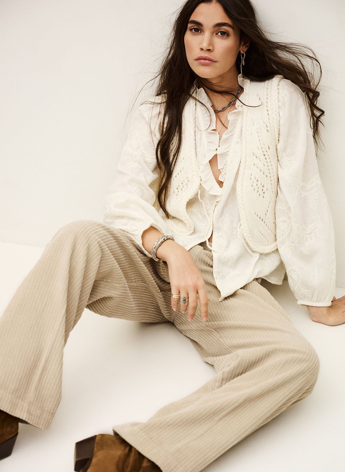 Pantalon large en coton mélangé vanita BA&SH Beige