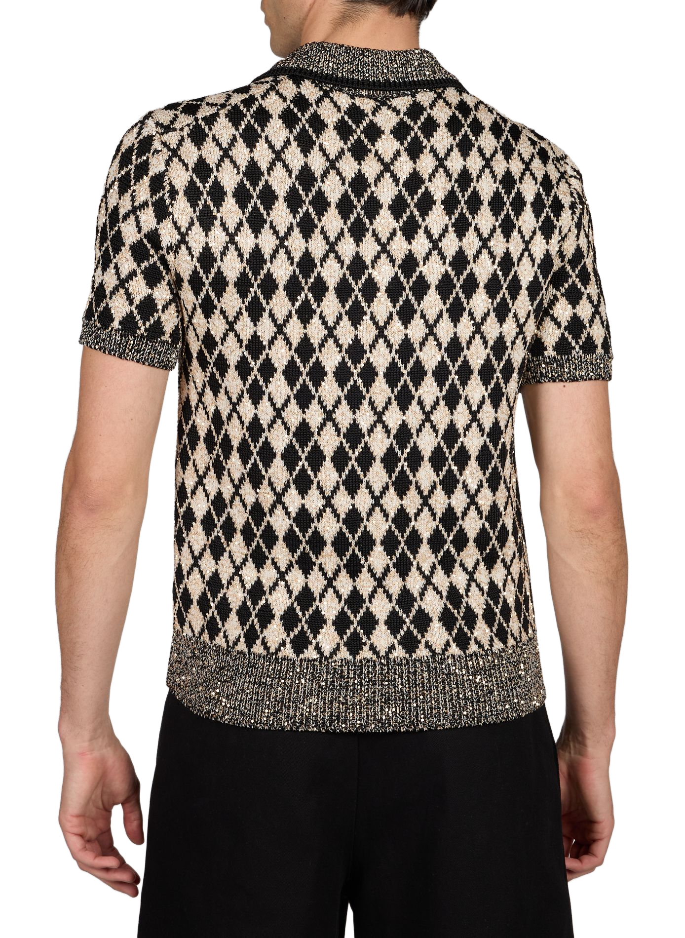 Polo manches courtes à sequins AMIRI Noir