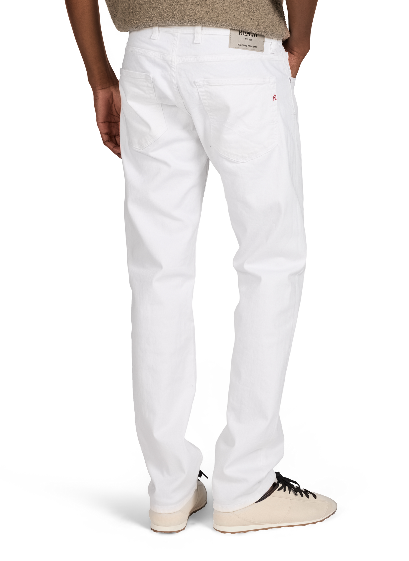 Jean droit en coton mélangé REPLAY Blanc