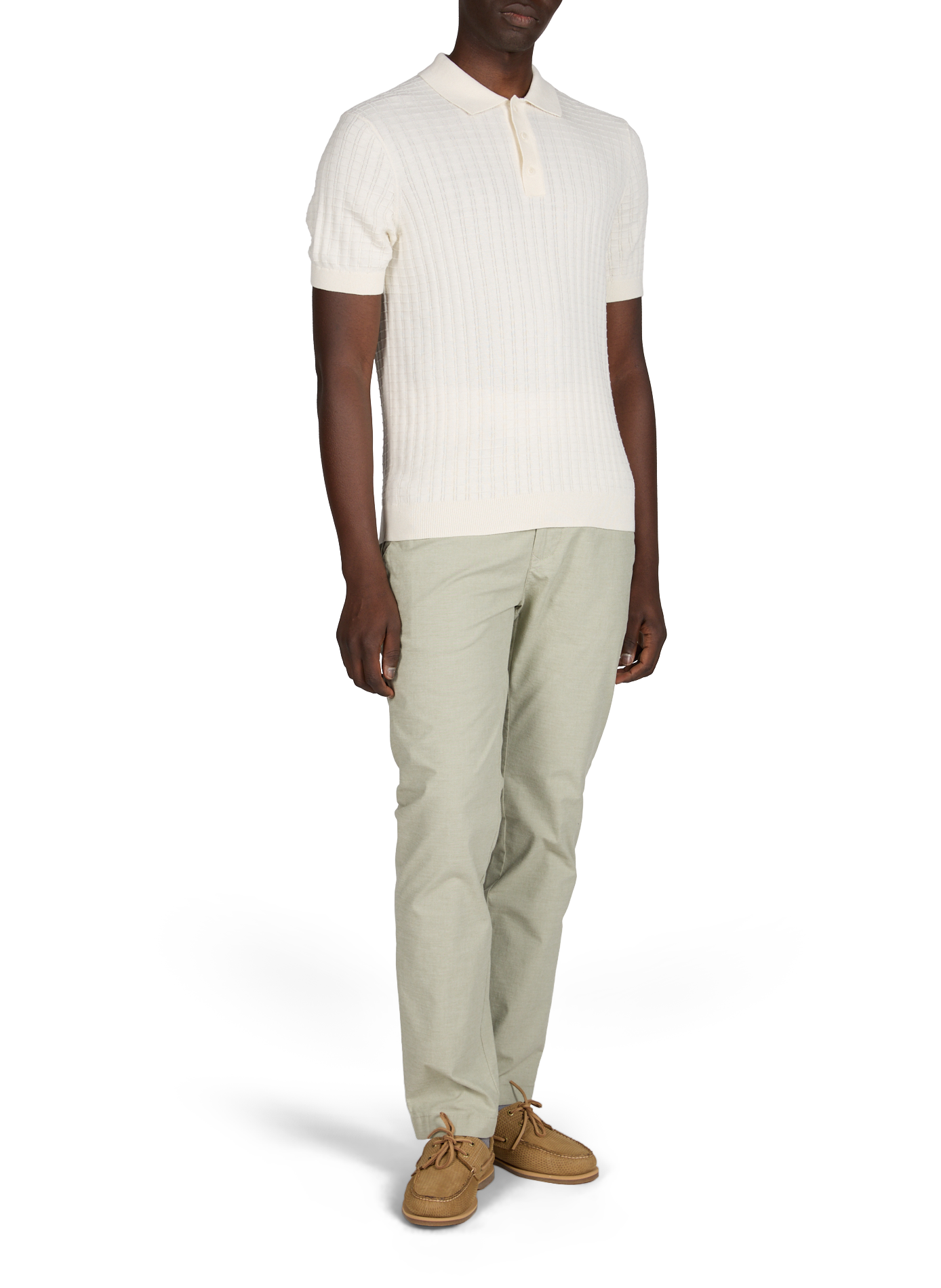 Polo a quadri in maglia PIERRE CARDIN Bianco