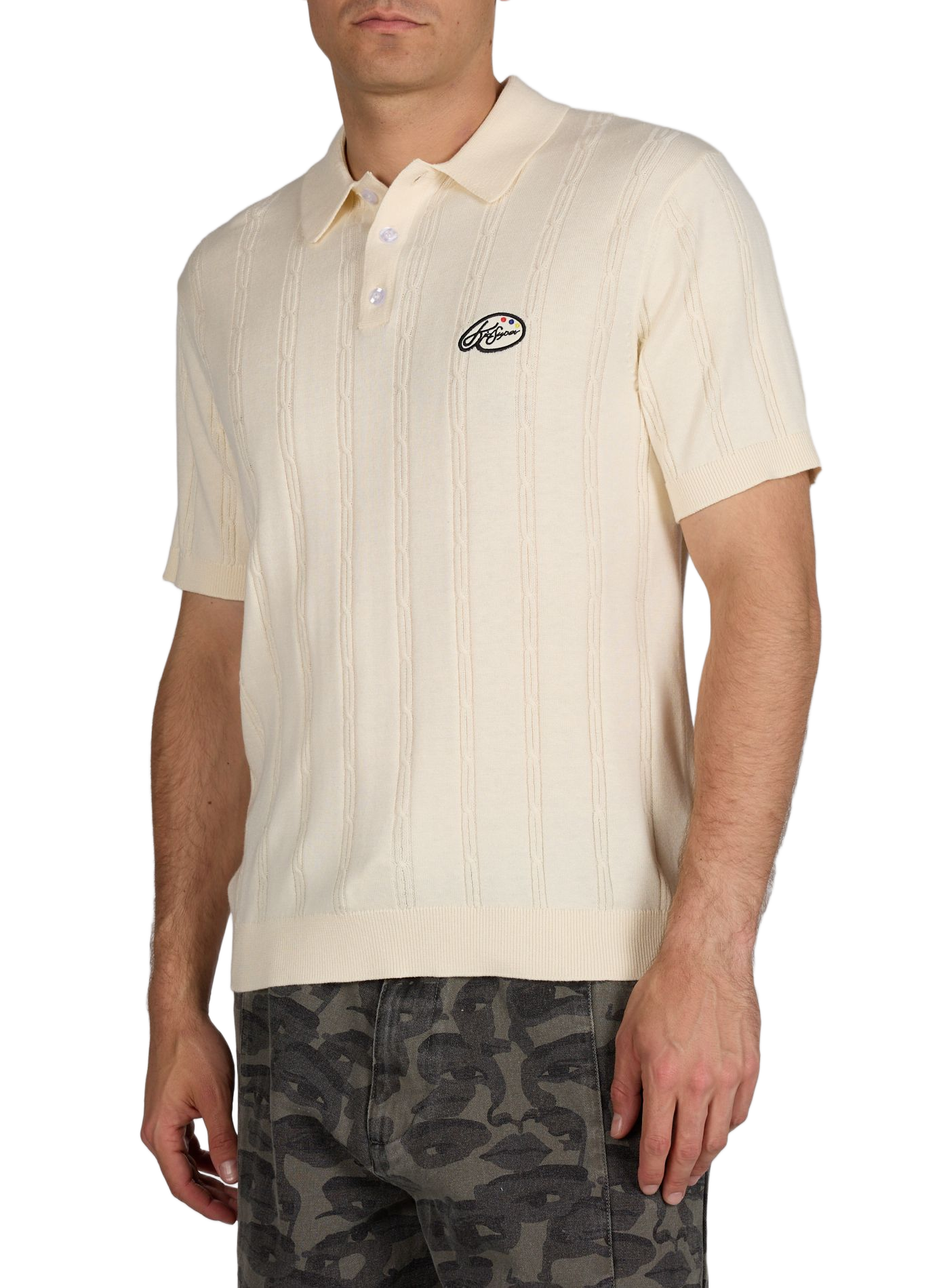 Polo à manches courtes en maille de coton KIDSUPER Beige