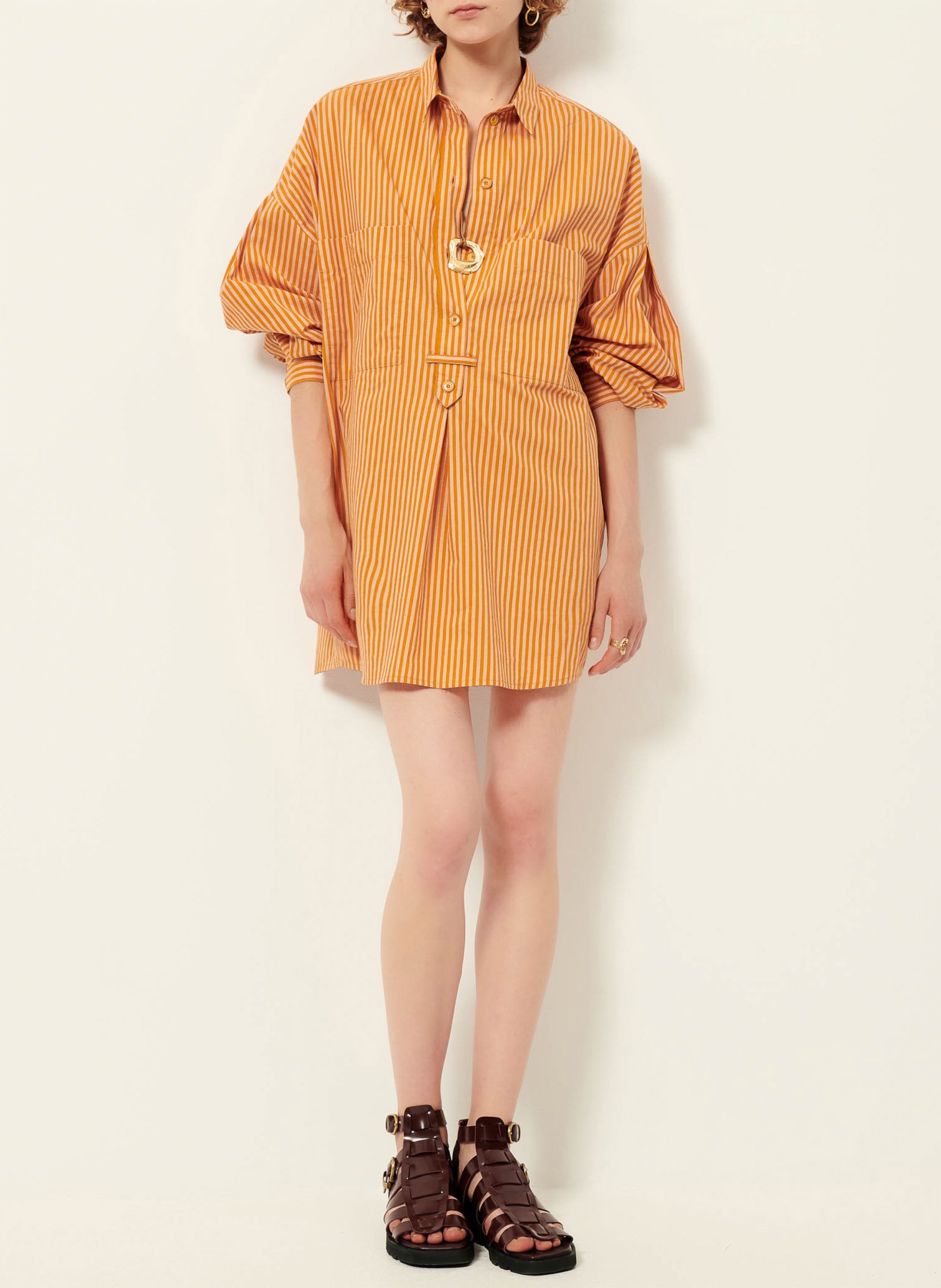 Robe chemise courte rayée fontella SESSUN Orange