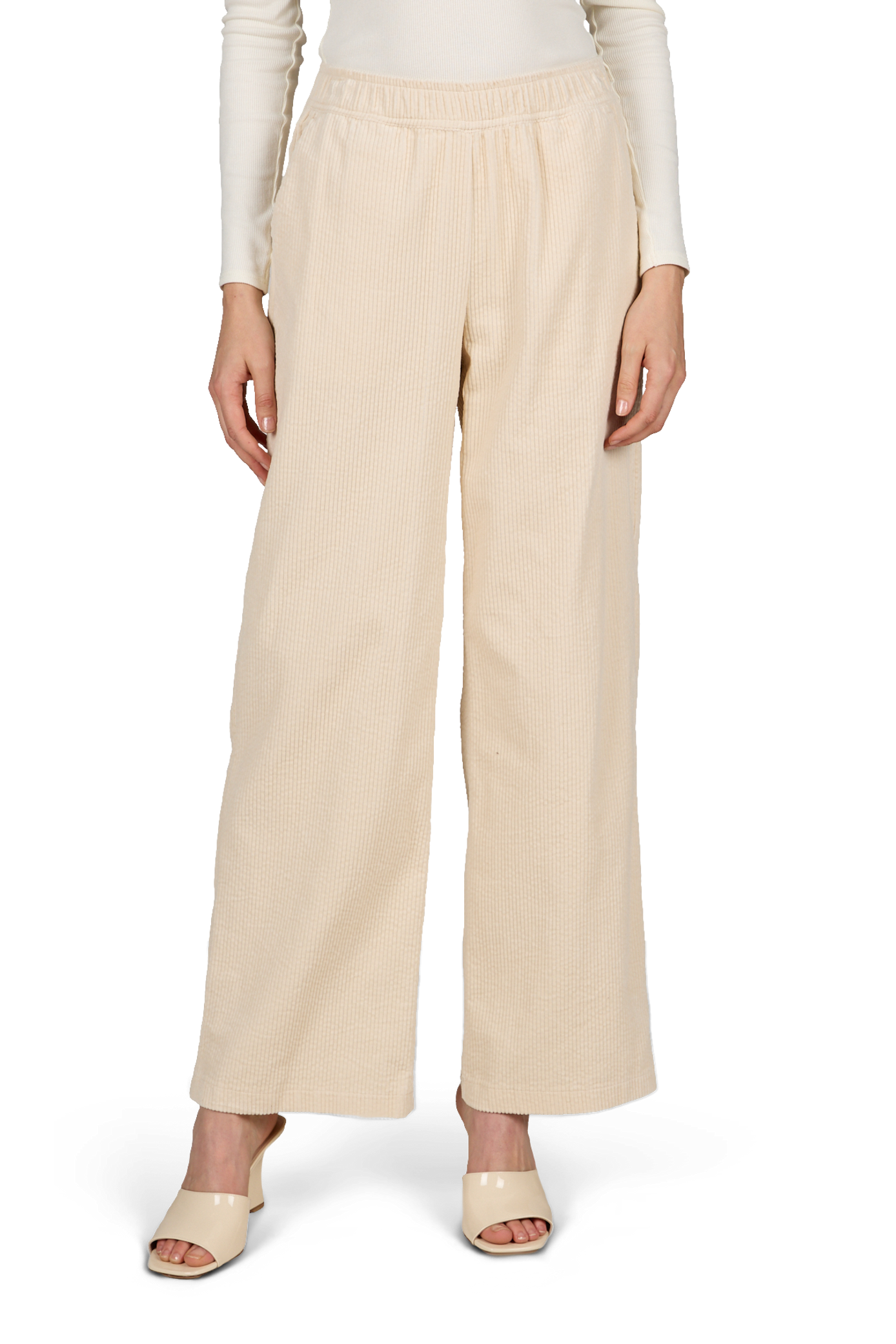 Wide velvet cotton trousers OBJECT Beige