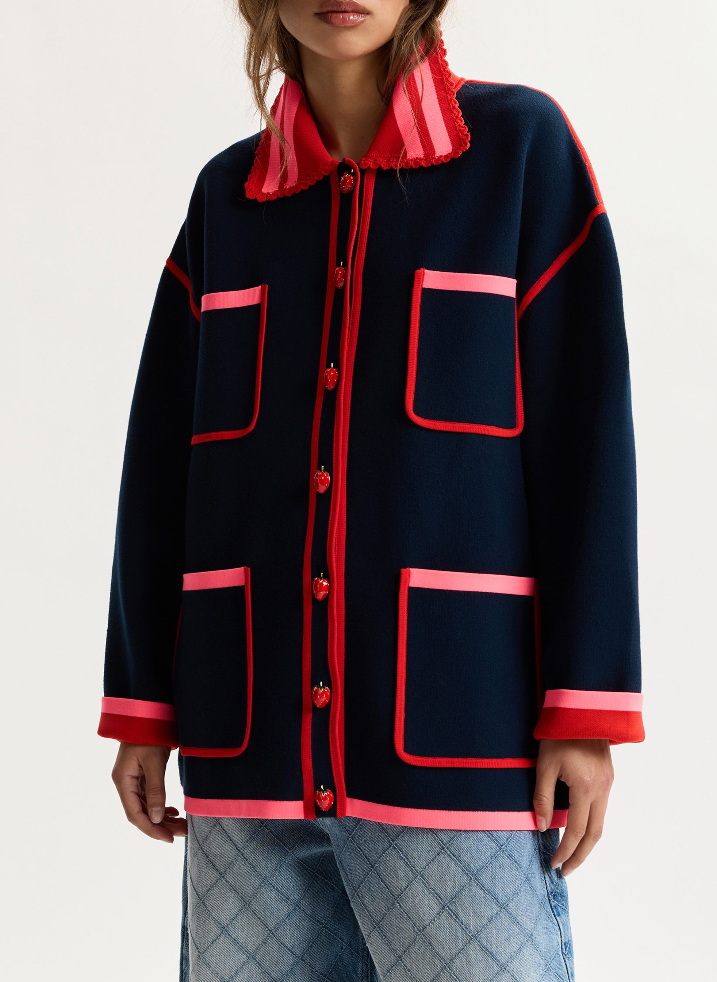 Cardigan oversize col classique kokorico ESSENTIEL ANTWERP Bleu