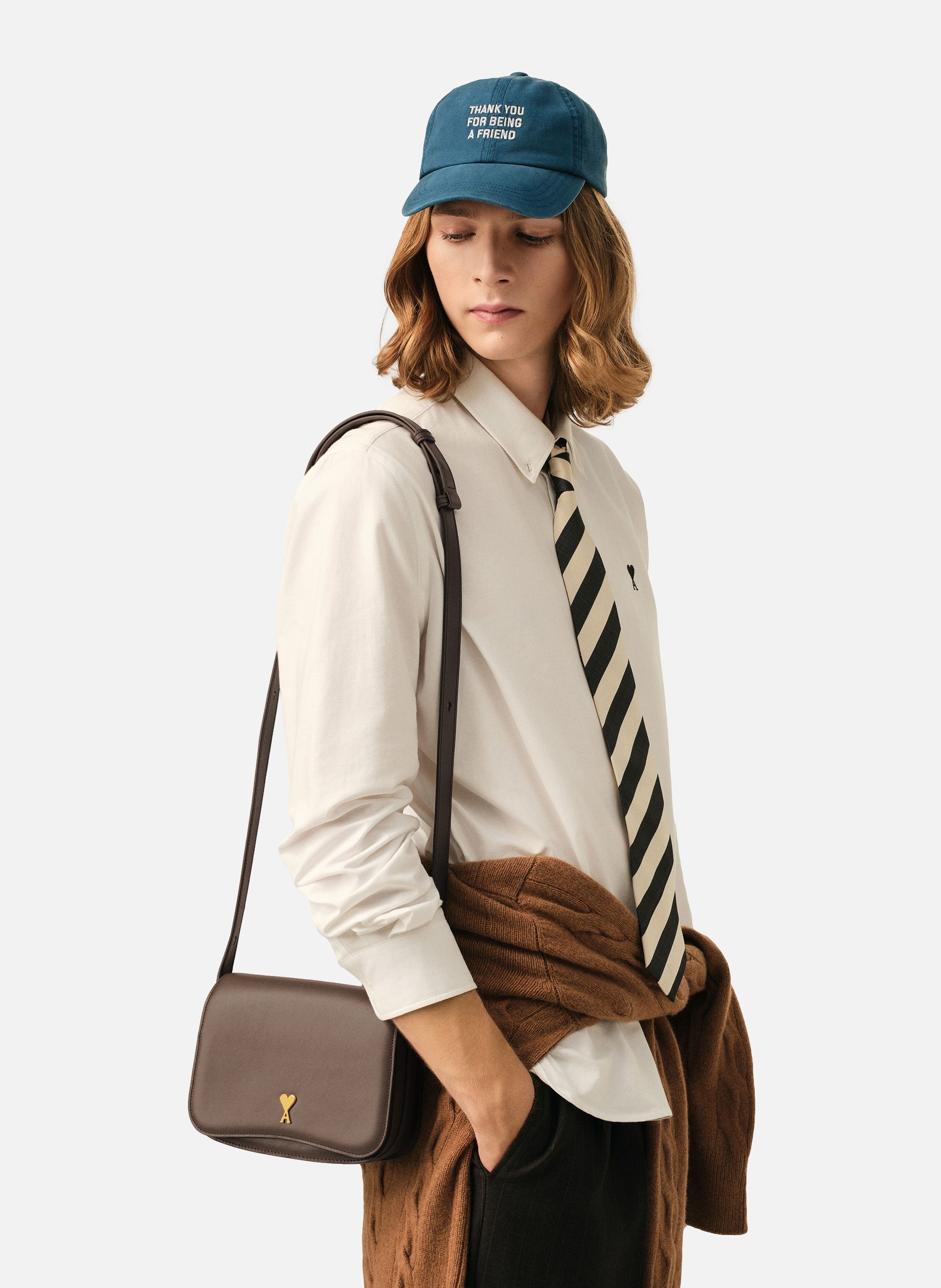 Sac paris paris unisexe en cuir de vachette AMI PARIS Marron