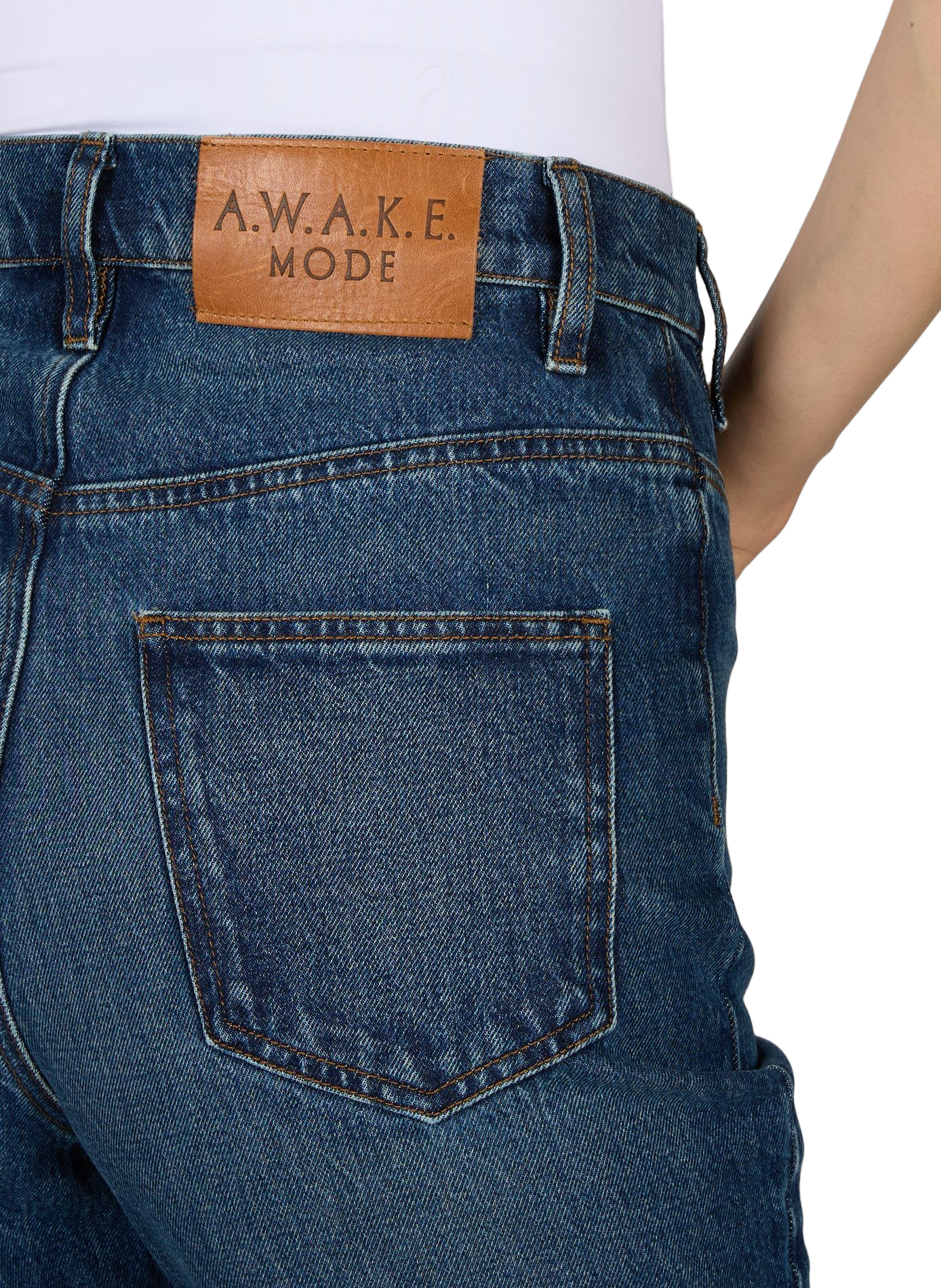 High-waisted solid color flare jeans A.W.A.K.E. MODE Blue