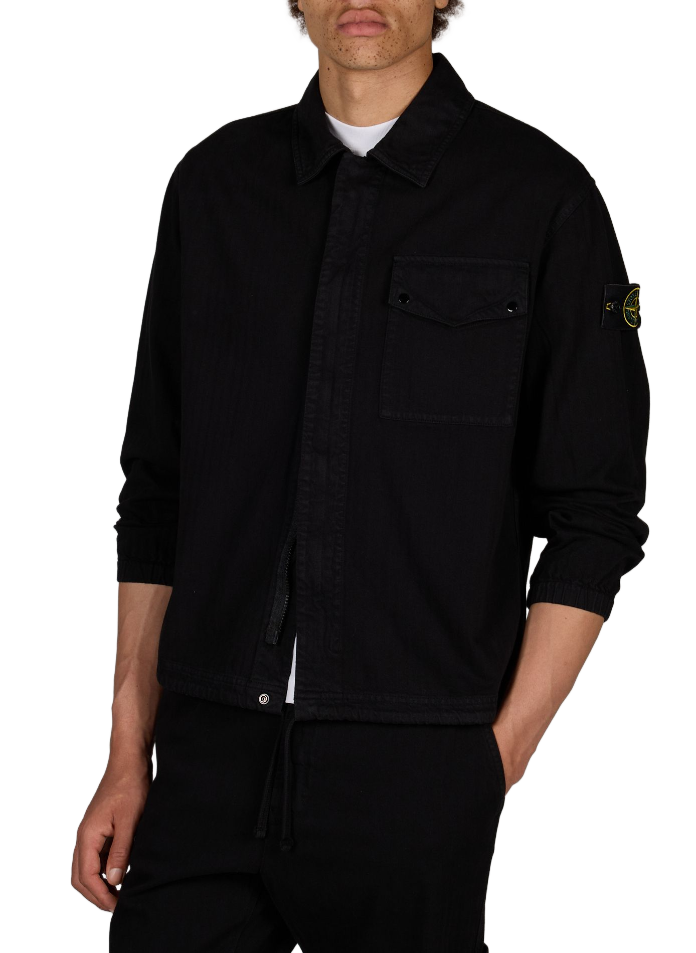 Geknöpfte Baumwolljacke STONE ISLAND Schwarz