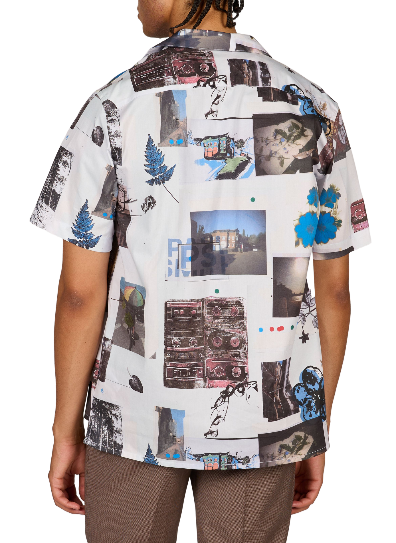 Loose-fitting cotton shirt with scrapbook print PAUL SMITH White