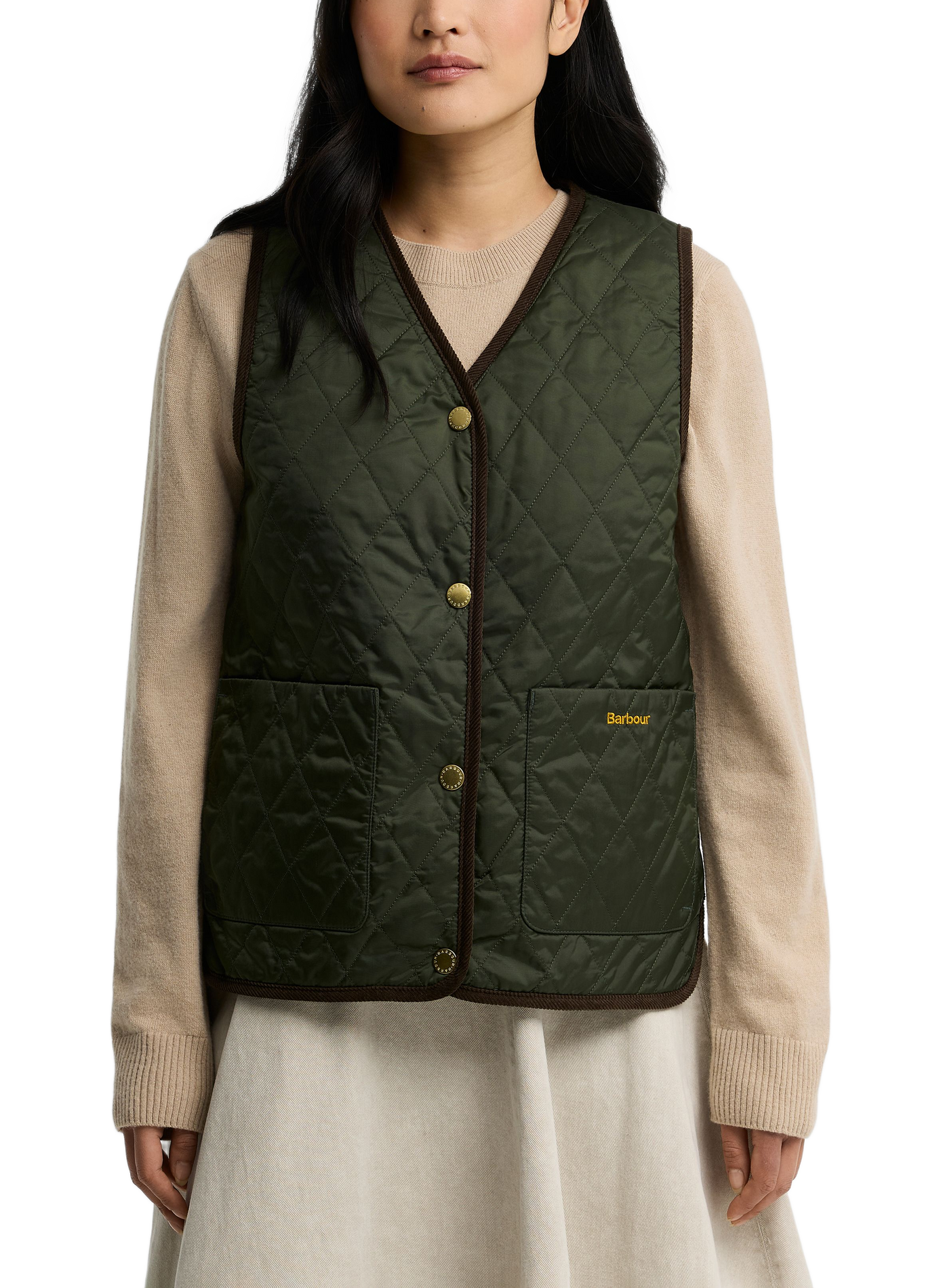 Veste col V sans manches BARBOUR Kaki