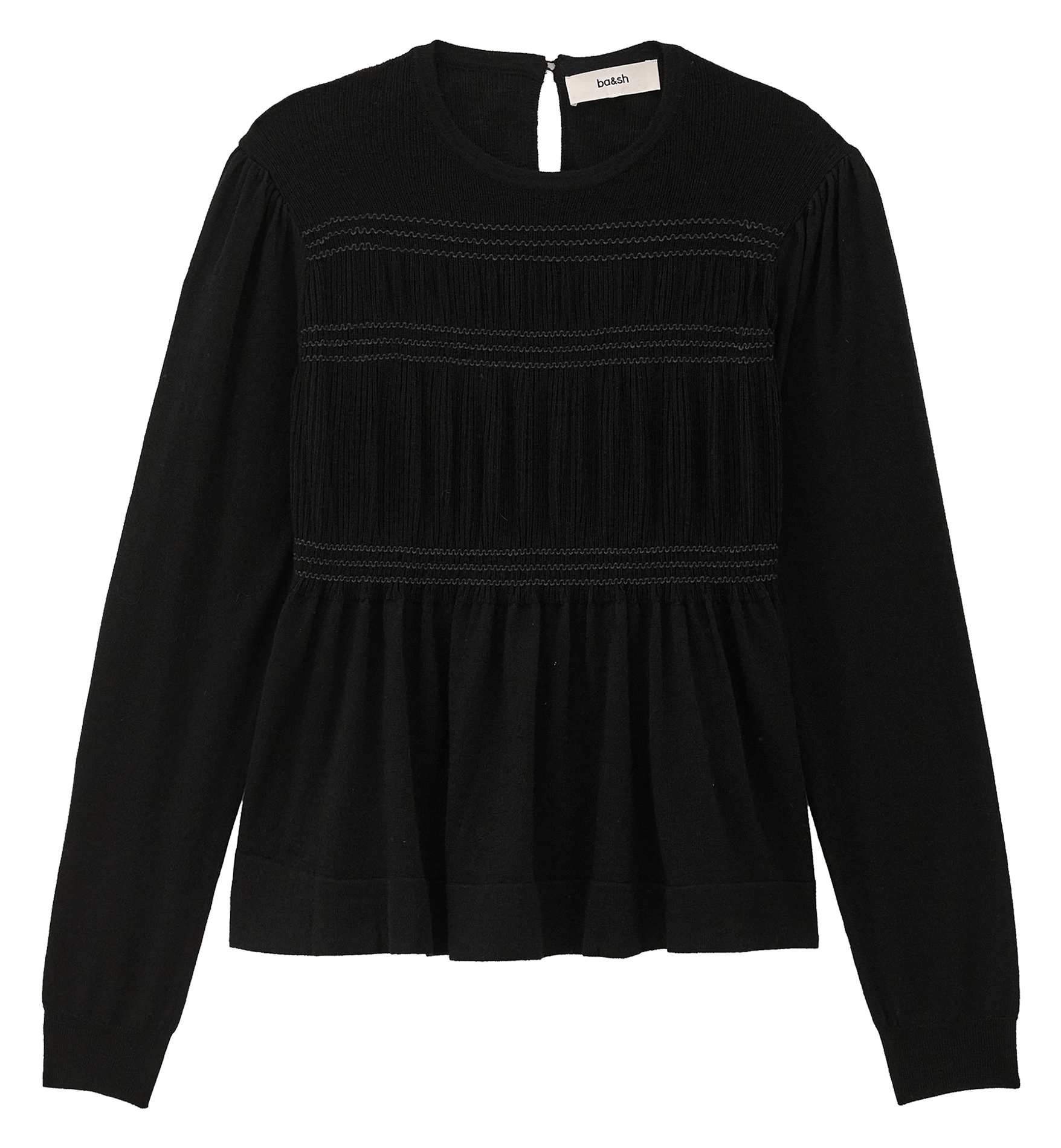 Pull droit col rond en laine sofia BA&SH Noir