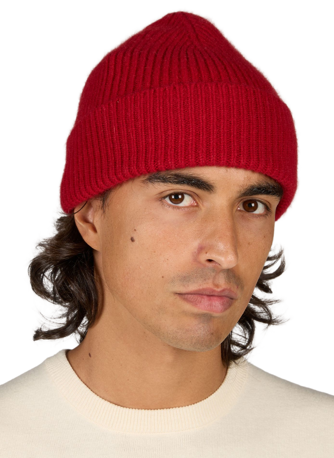 Bonnet Beanie en laine et angora | Rouge MACKIE Homme