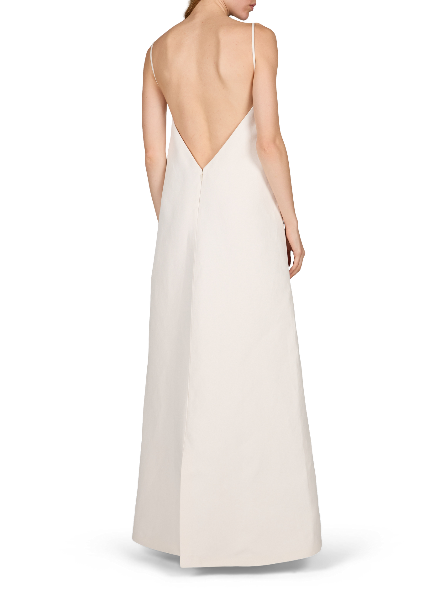 Robe longue décolleté dos en soie mélangée CALVIN KLEIN COLLECTION Blanc