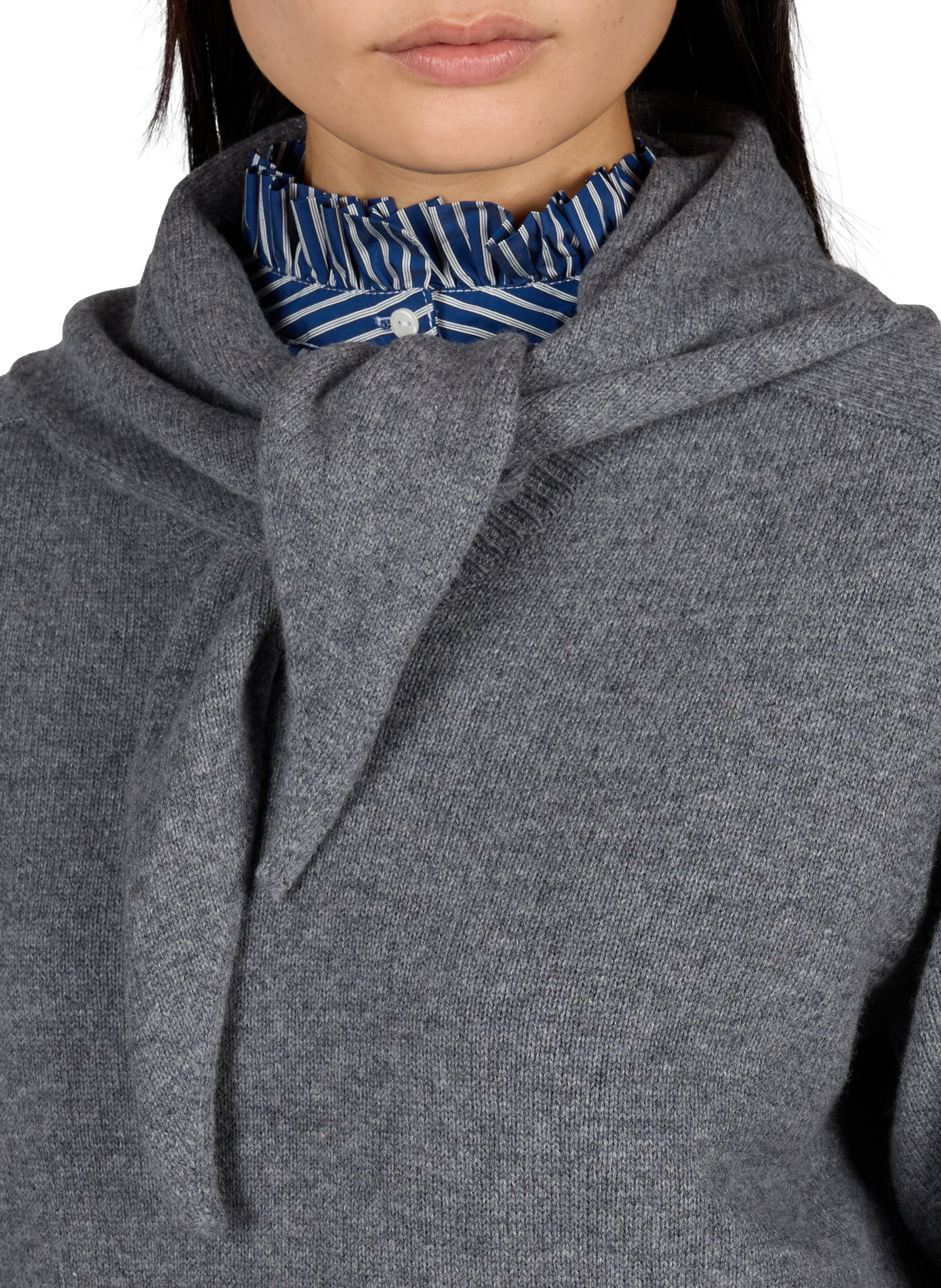 Straight-fit wool sweater with lavallière collar ROUGE EDIT Grey