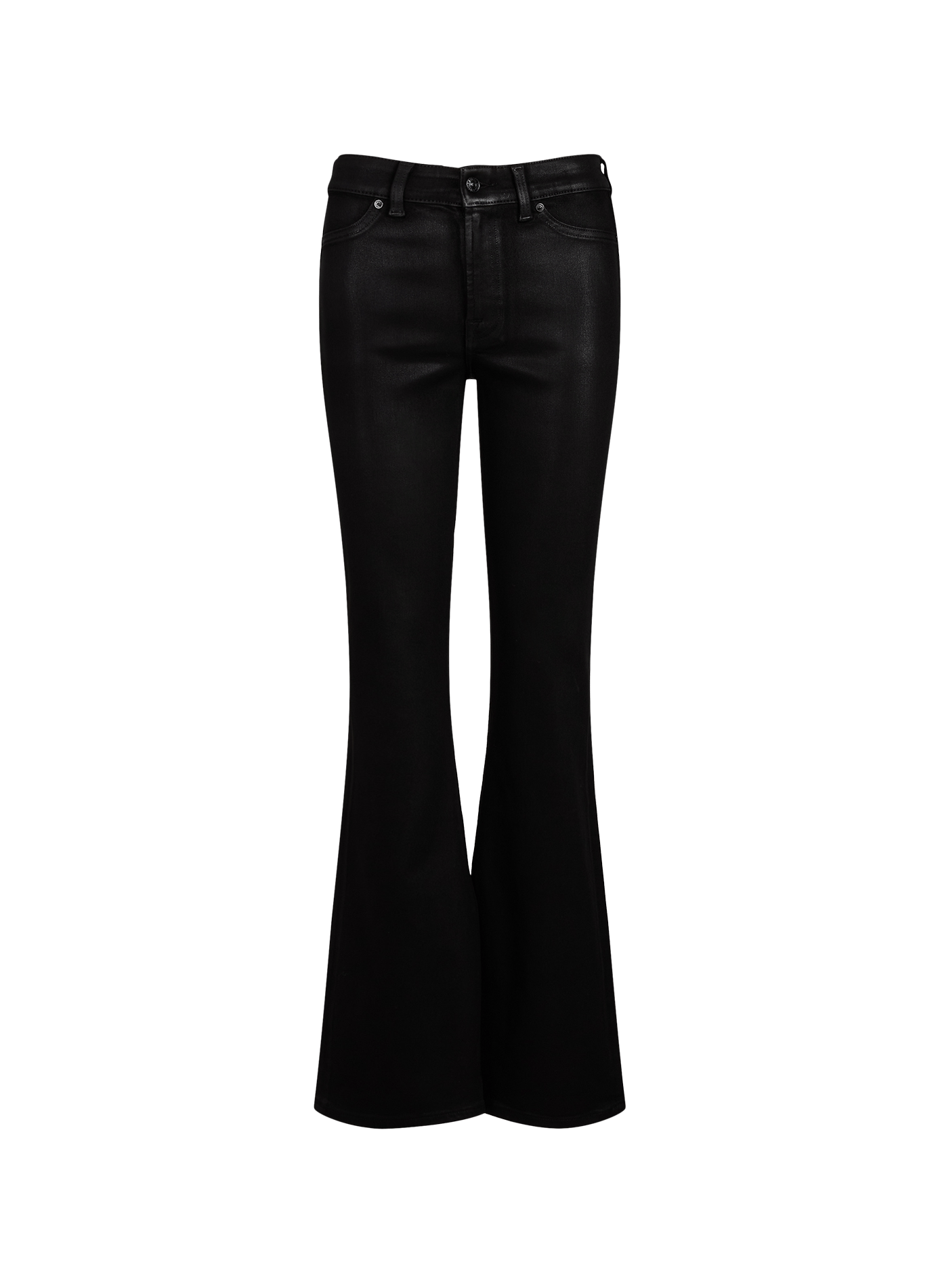Bootcut-Jeans aus beschichtetem Baumwollmischdenim 7 FOR ALL MANKIND Schwarz