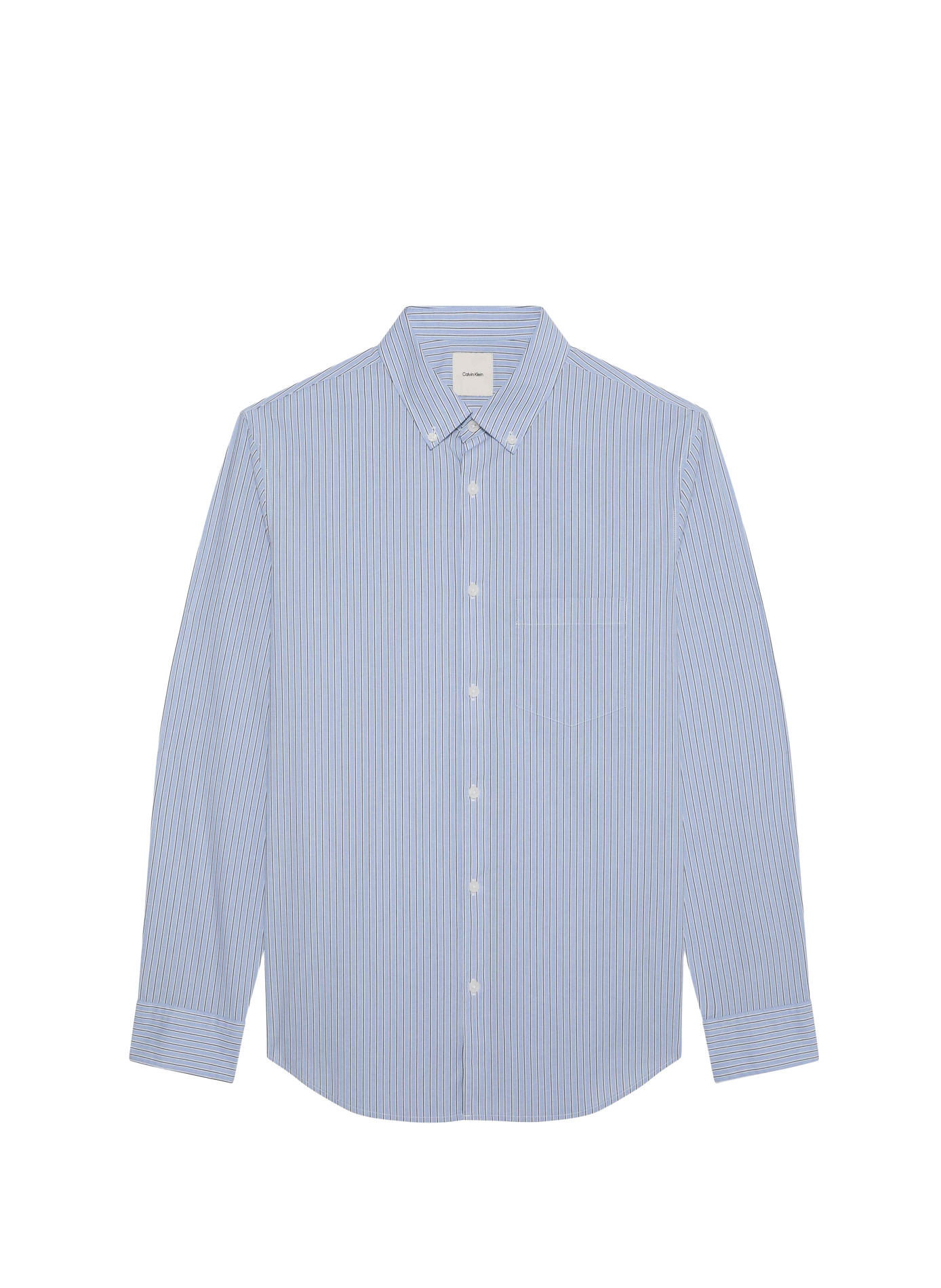 Chemise droite col boutonné rayé en coton CALVIN KLEIN Bleu