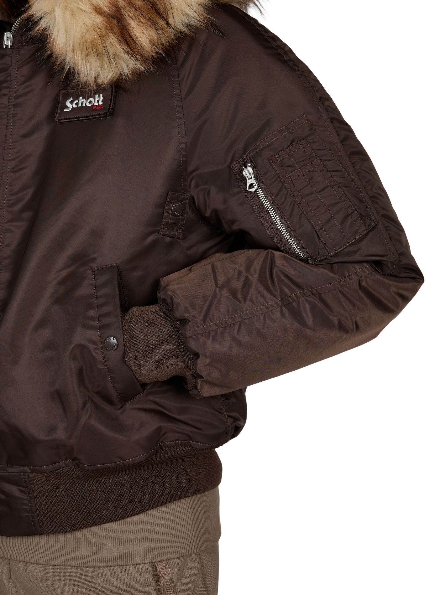 Einfarbige Kapuzenjacke SCHOTT Braun