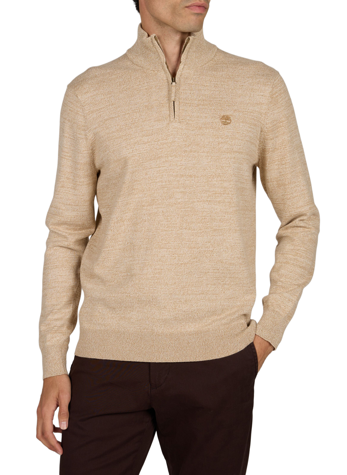 Straight cut high-neck cotton sweater | Beige TIMBERLAND Men