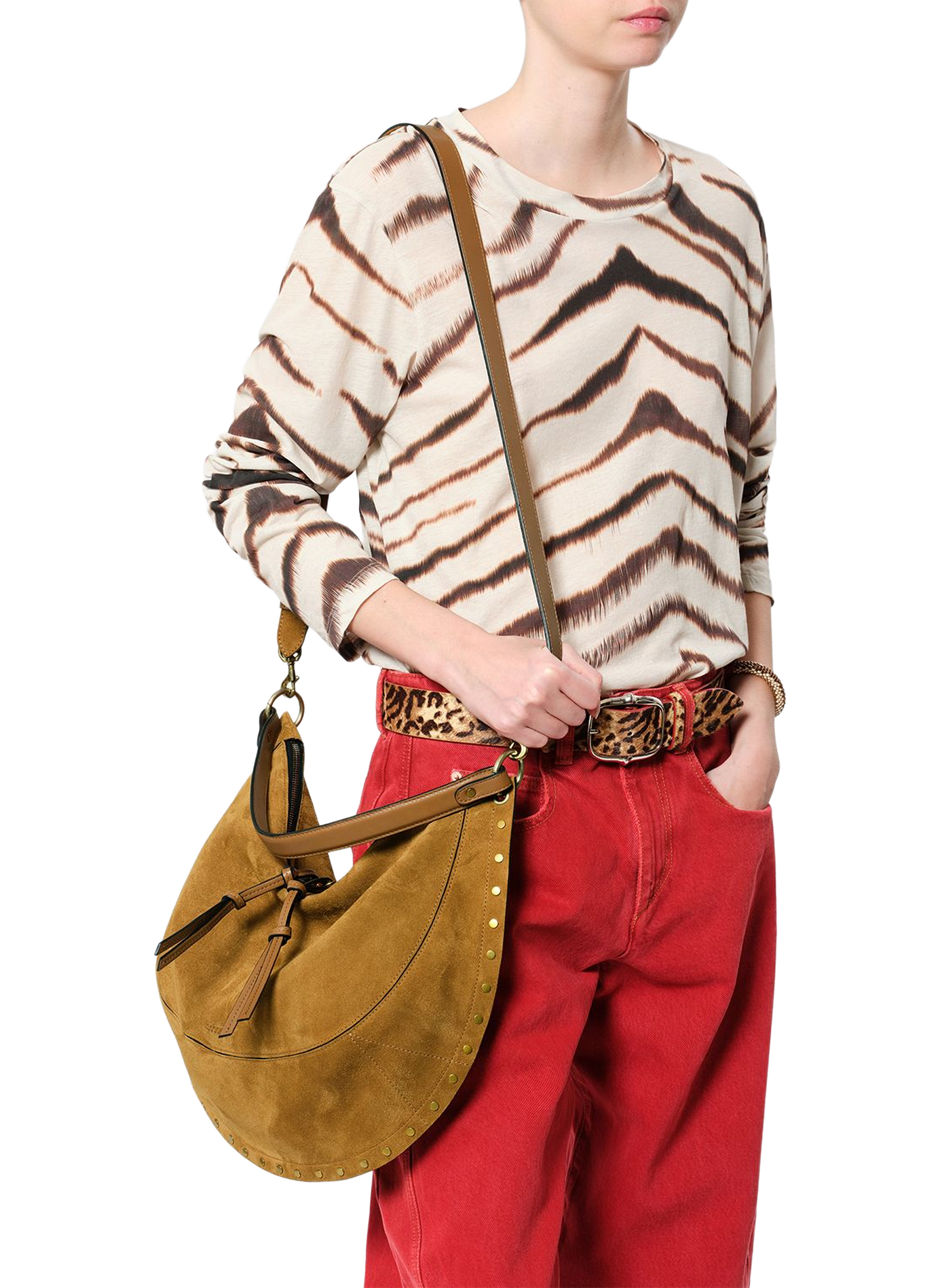 OSKAN SOFT L Tasche aus Veloursleder ISABEL MARANT Braun