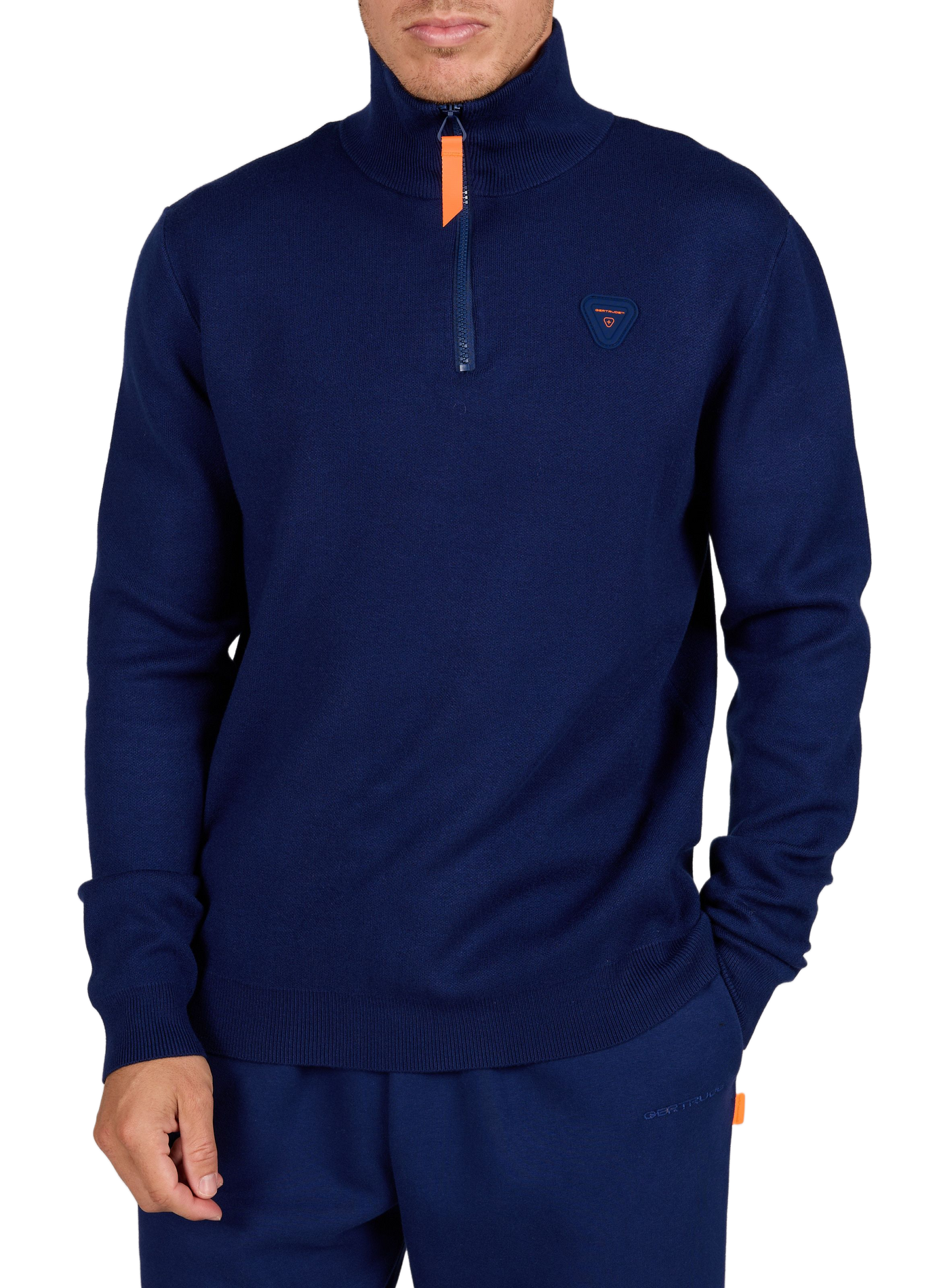 Gerader Pullover mit Stehkragen und Reißverschluss mit Logo GERTRUDE Blau