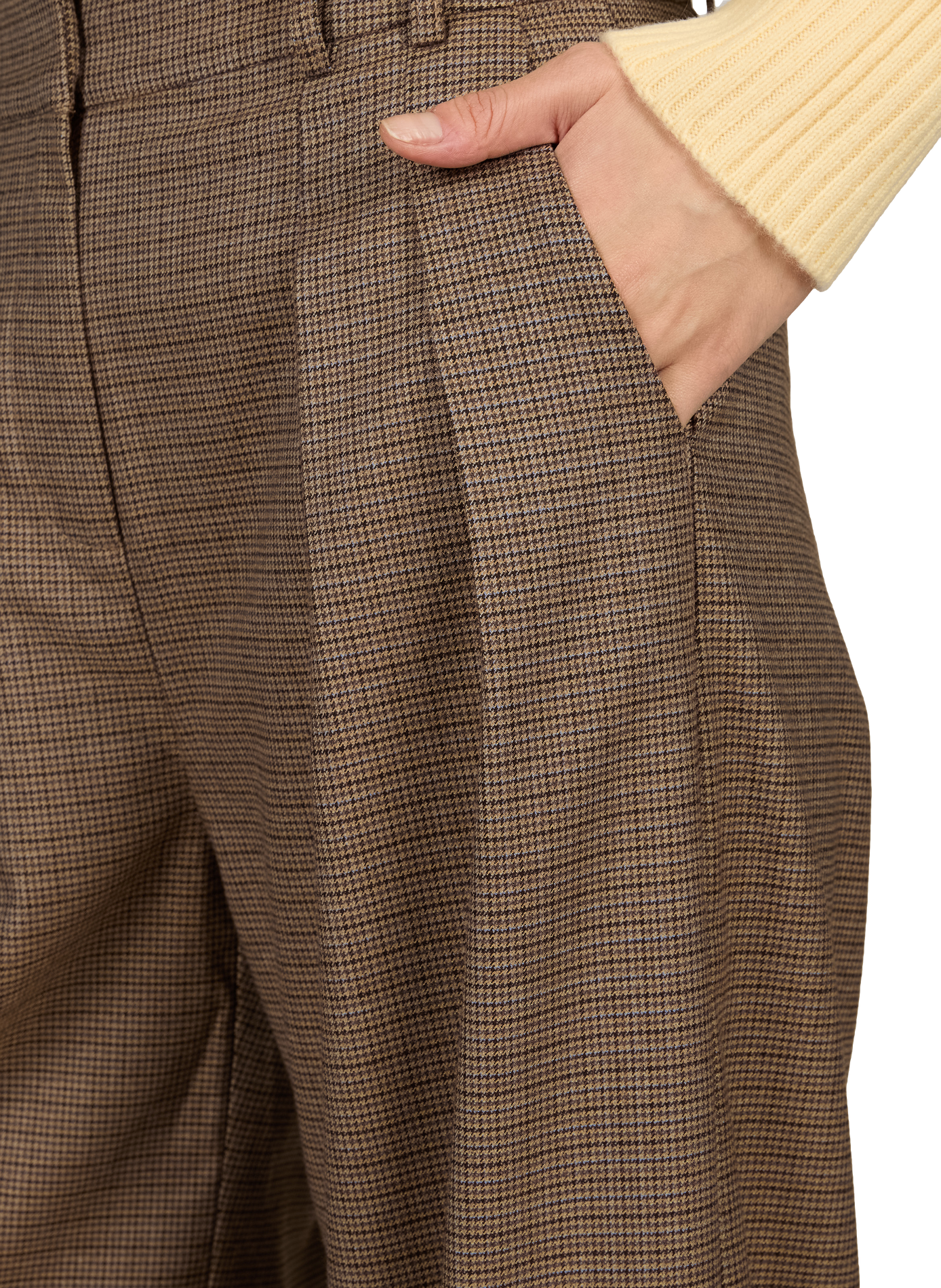 Hohe Taille Weites Bein bedruckte Hose SUNCOO Beige