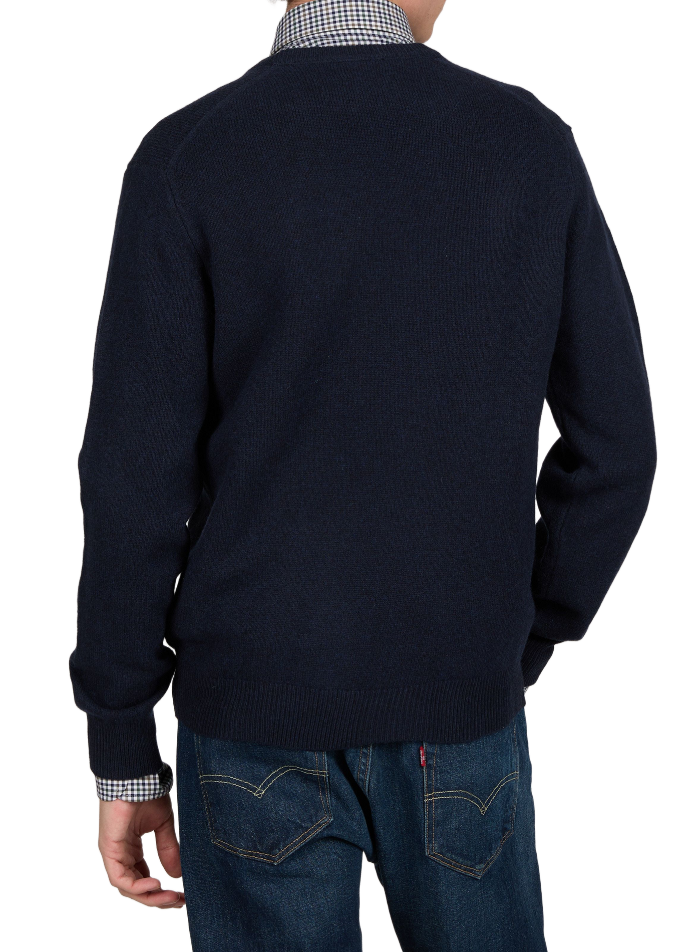 Straight V-neck wool jumper HACKETT Blue