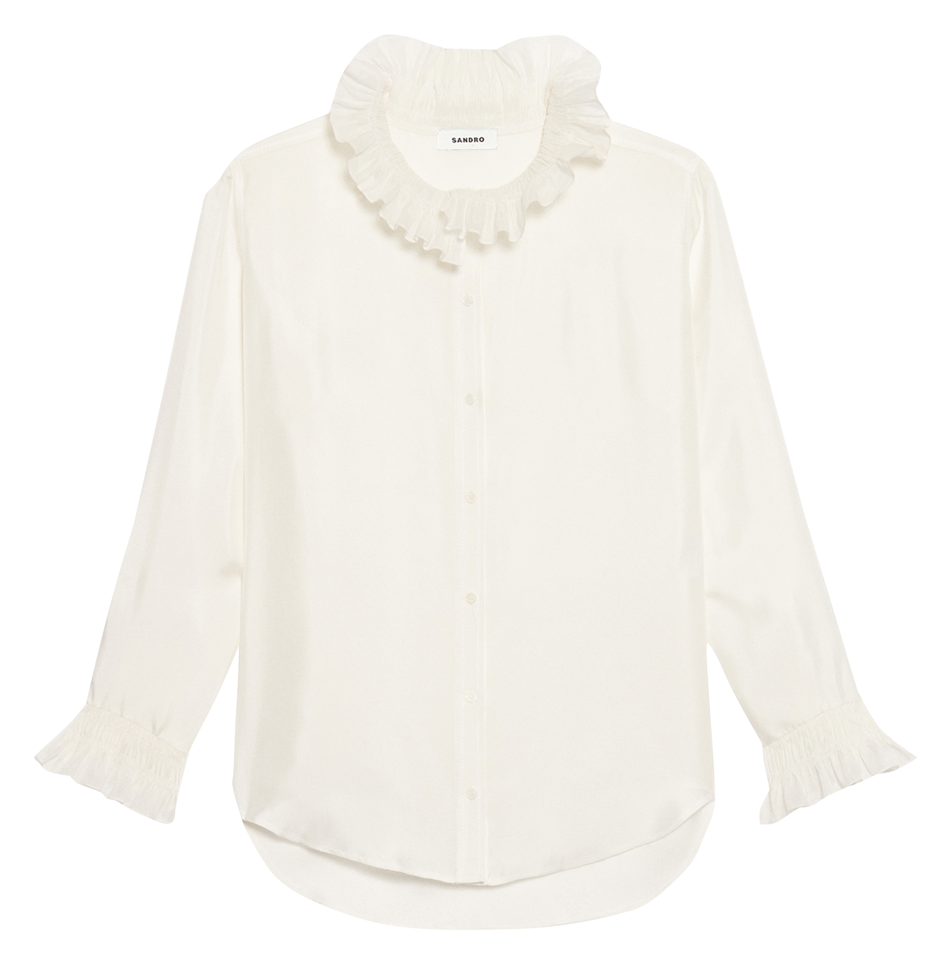 Chemise col victorien en soie SANDRO Blanc