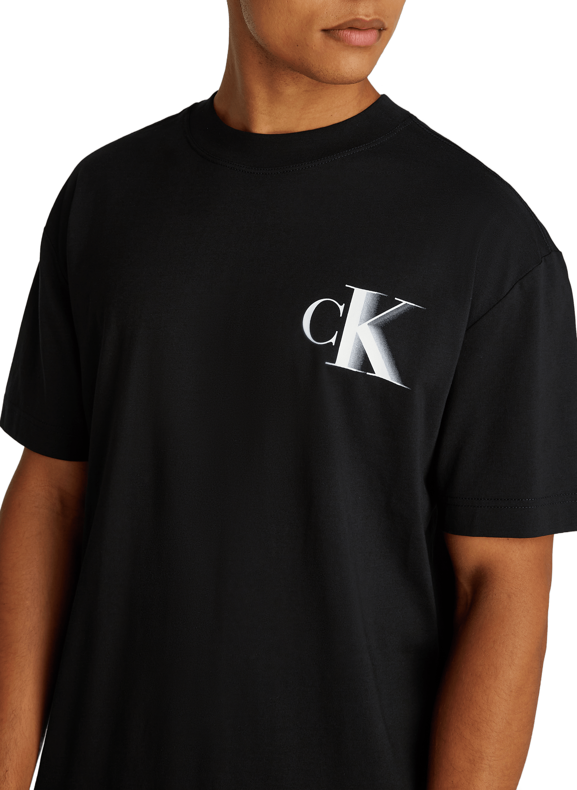T-shirt droit imprimé en coton  CALVIN KLEIN Noir
