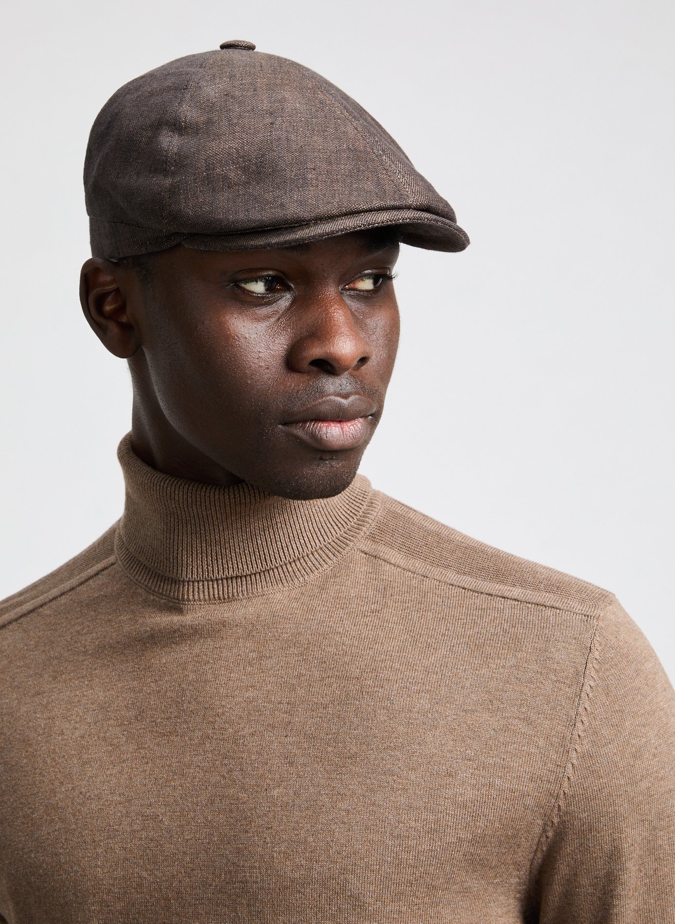 Linen baker boy cap Brown