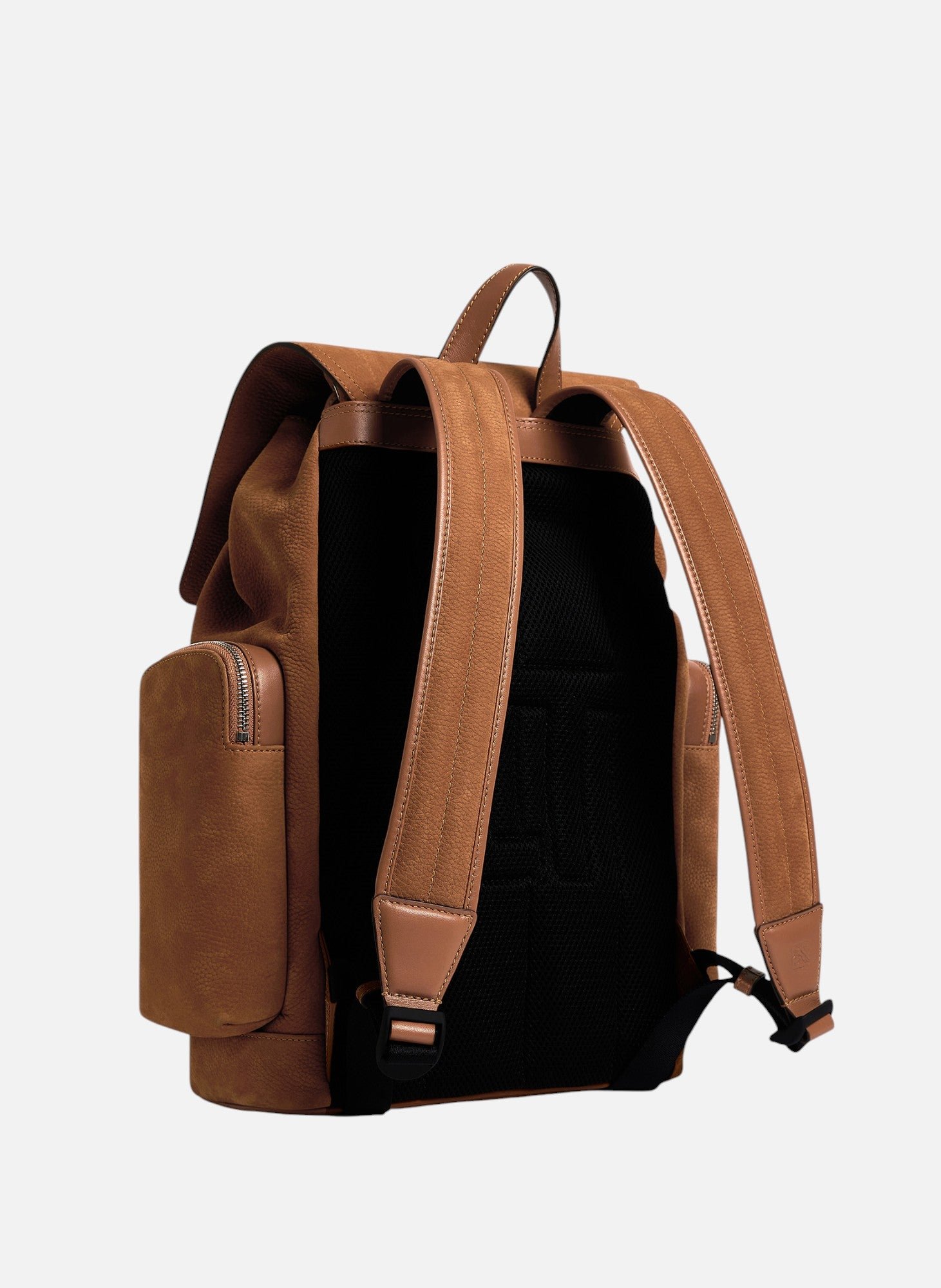 Sac à dos à rabat maurice en cuir nubuck grainé LE TANNEUR Marron