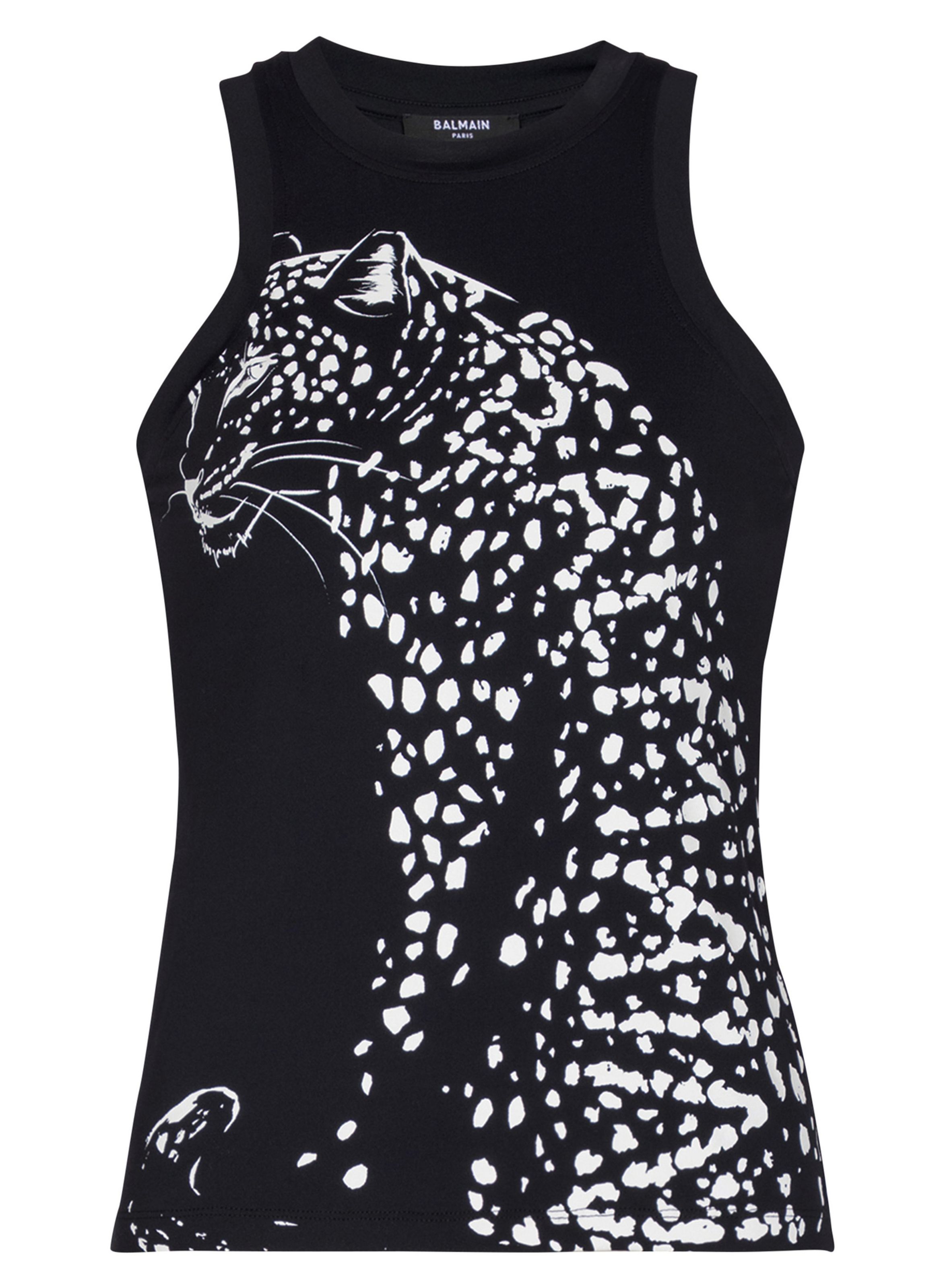 Débardeur imprimé léopard BALMAIN Noir