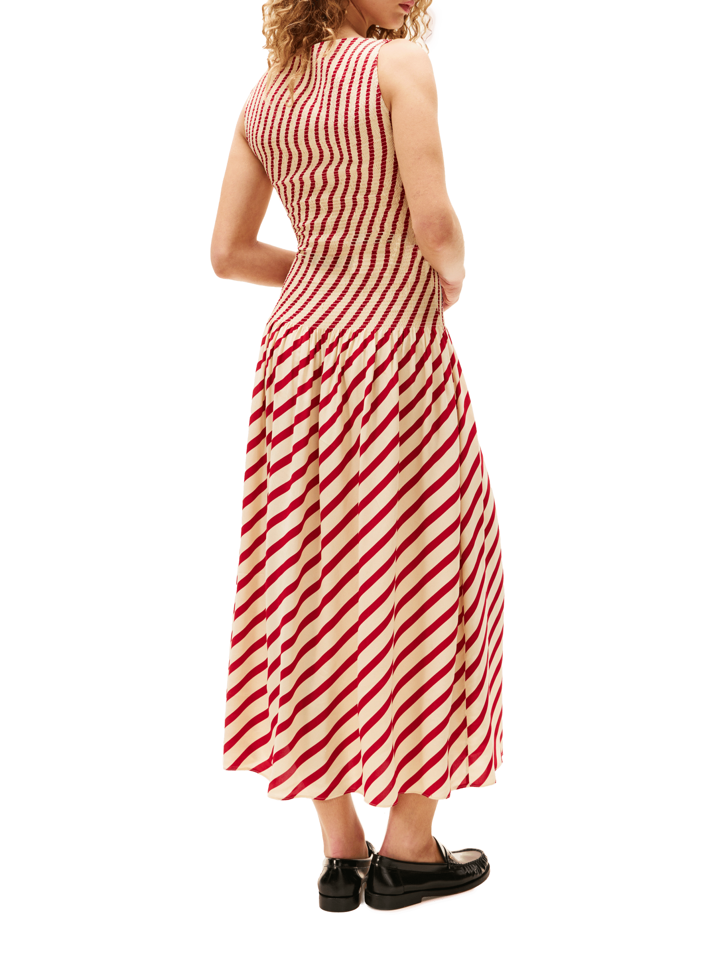 Robe surpiquée élastique à volant TOMMY HILFIGER Rouge