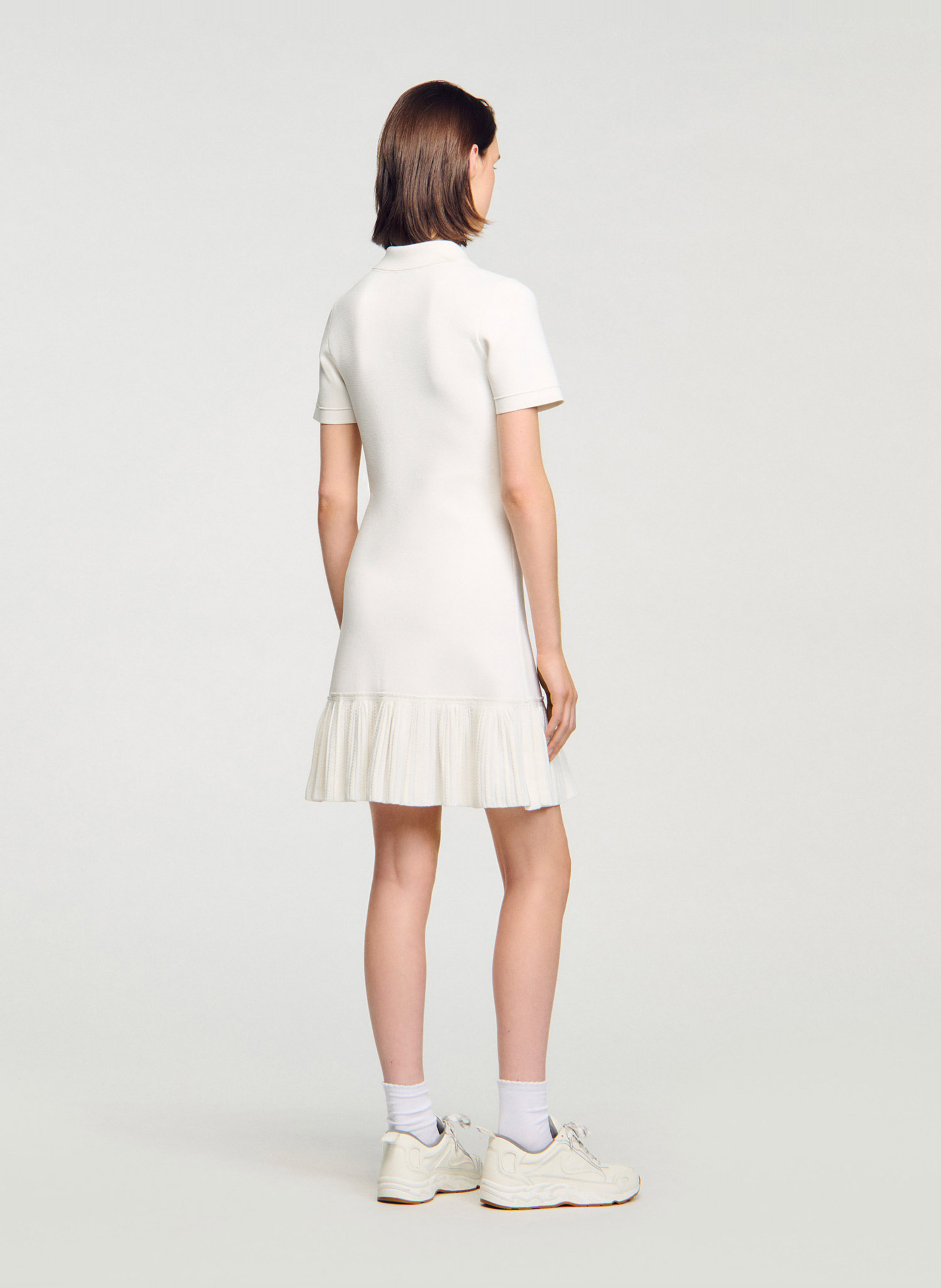 Robe courte col polo SANDRO Blanc