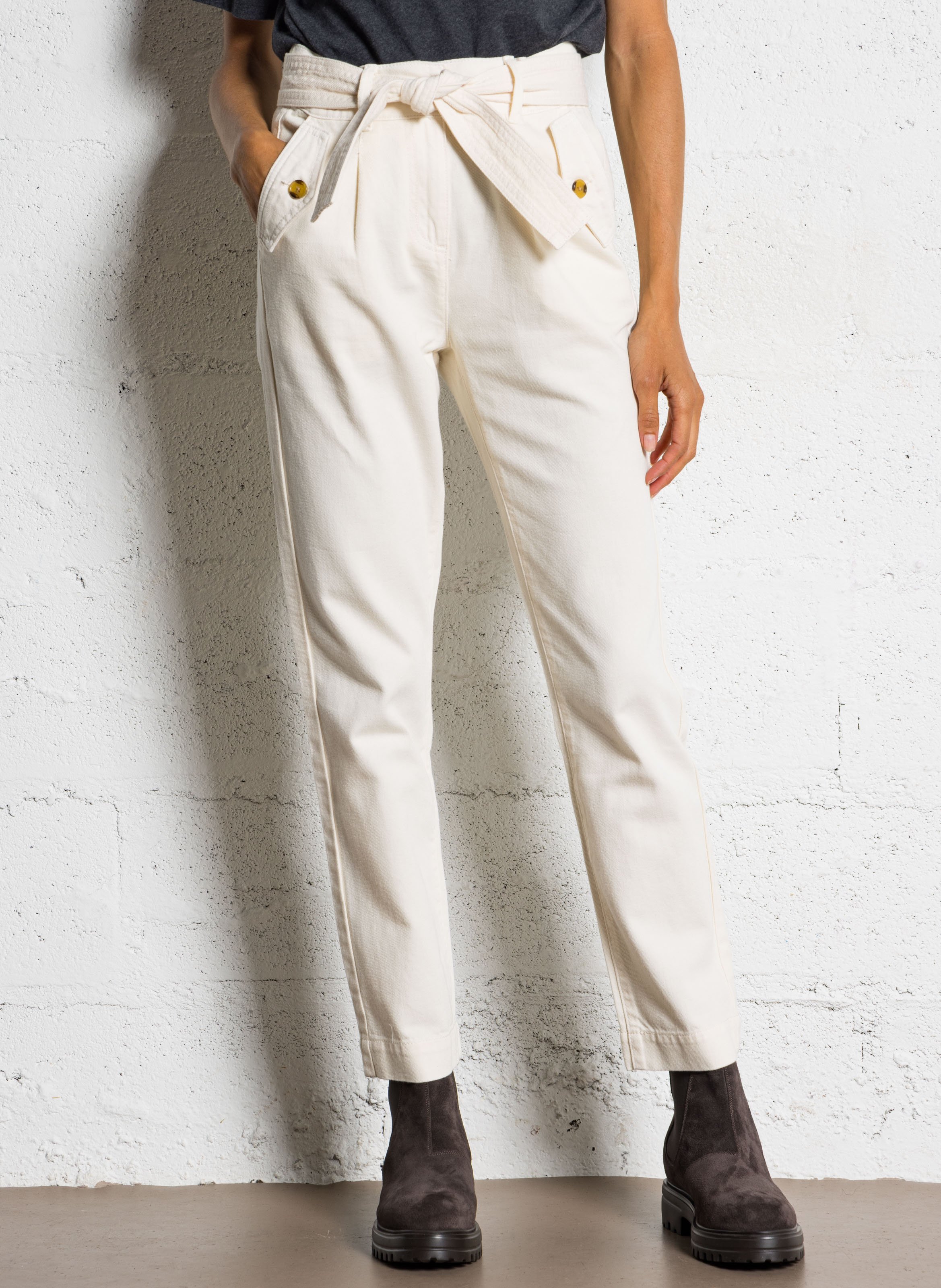 Pantalon droit en coton mateo MAISON 123 Beige