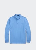 Long-sleeved cotton polo shirt  Soft royal heather c7998