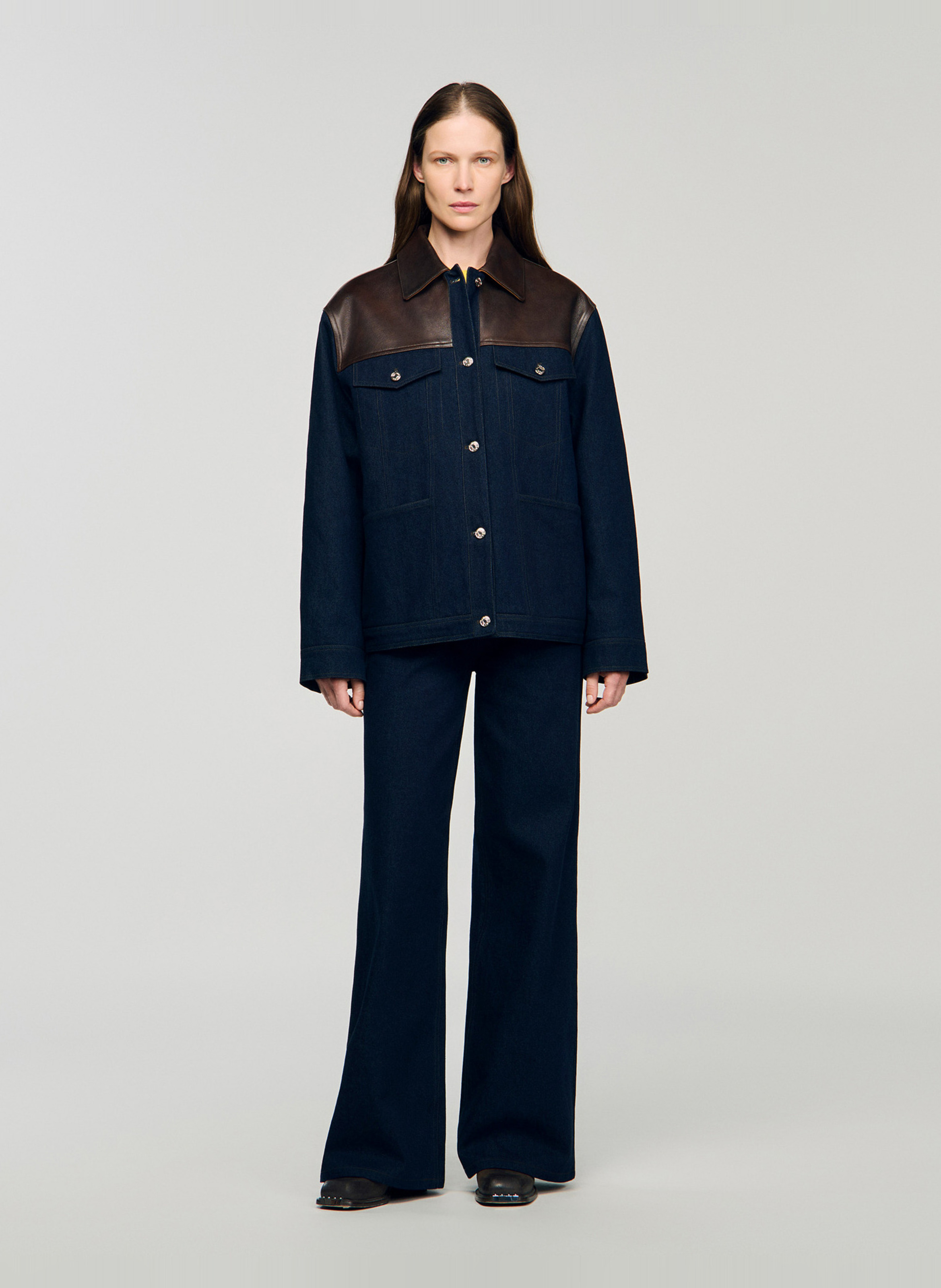 Veste en jean col classique SANDRO Bleu