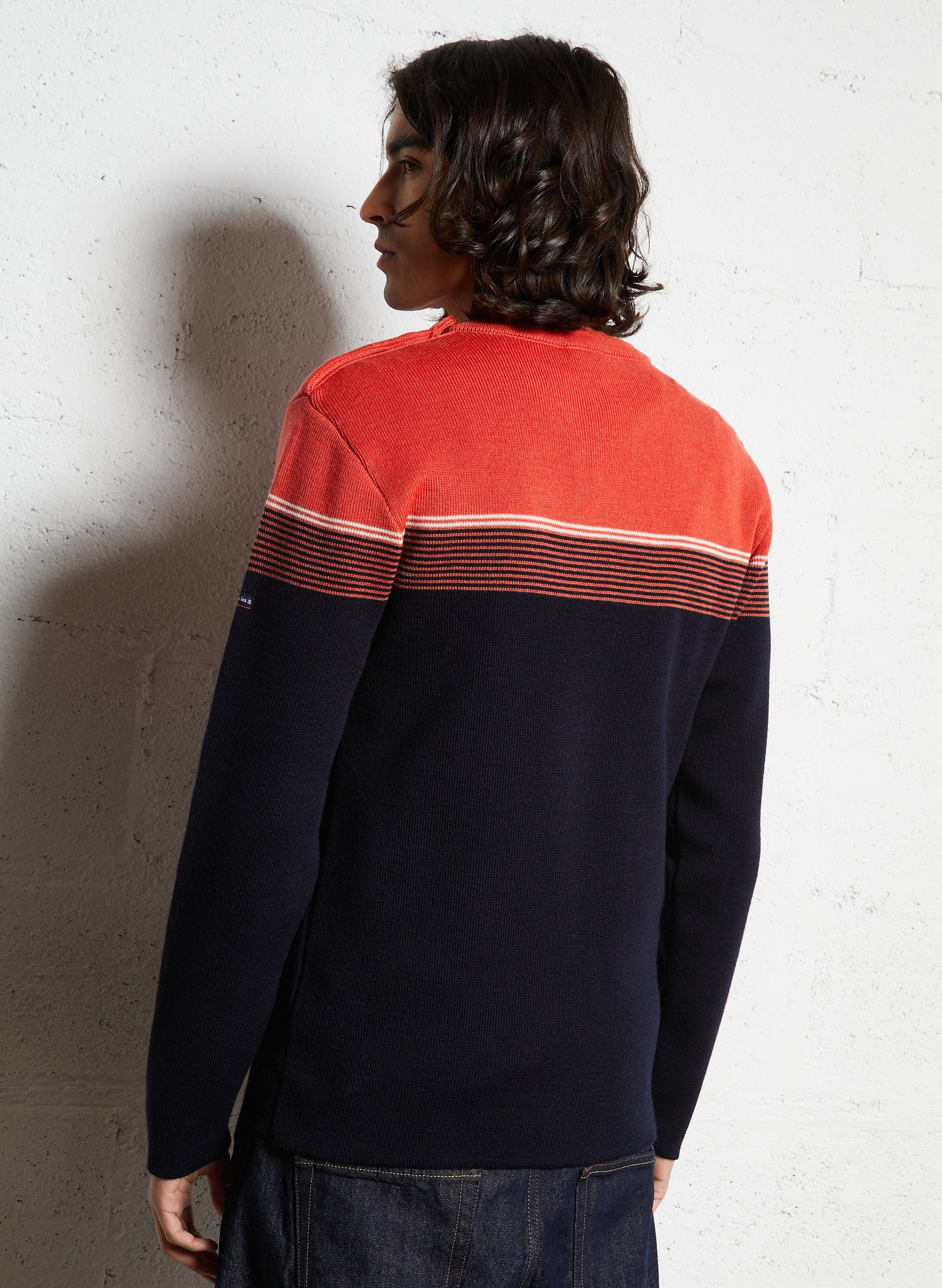 Pull droit col rond rayé en laine ARMOR-LUX Bleu