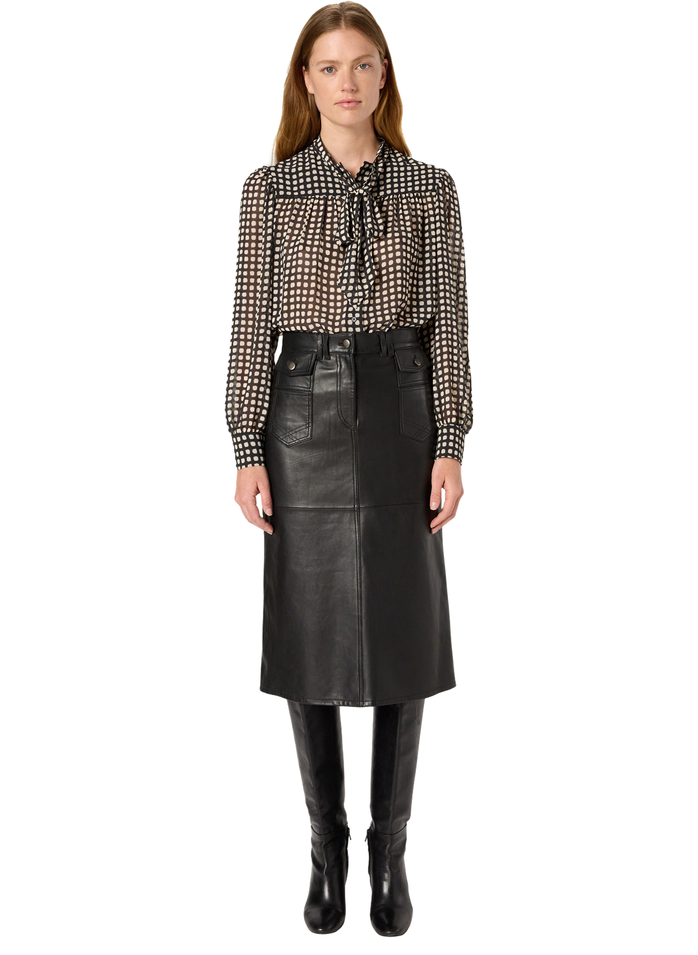 GERARD DAREL Jupe droite en cuir - emma Noir