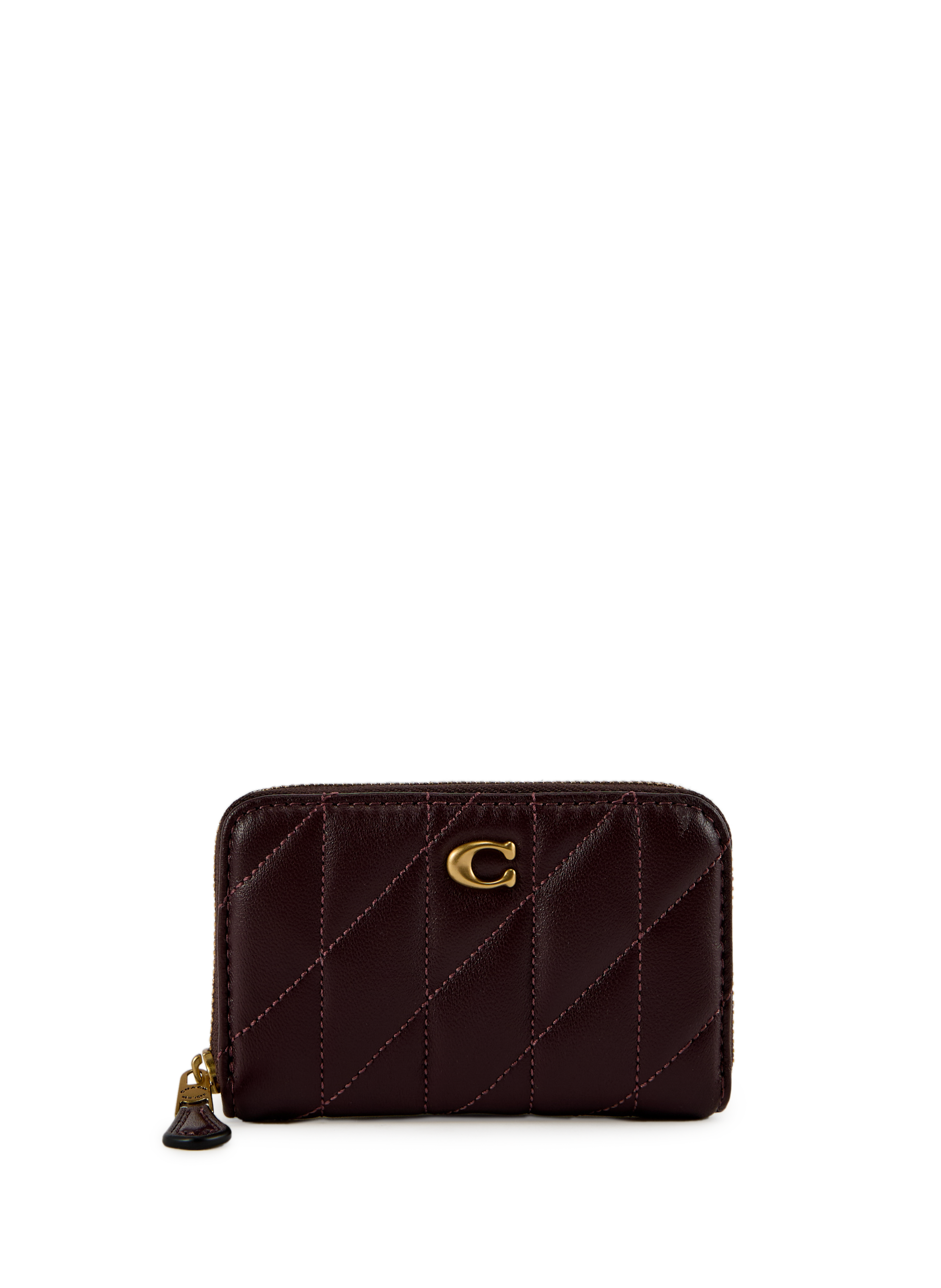 COACH Quilted leather zippered coin purse Purple